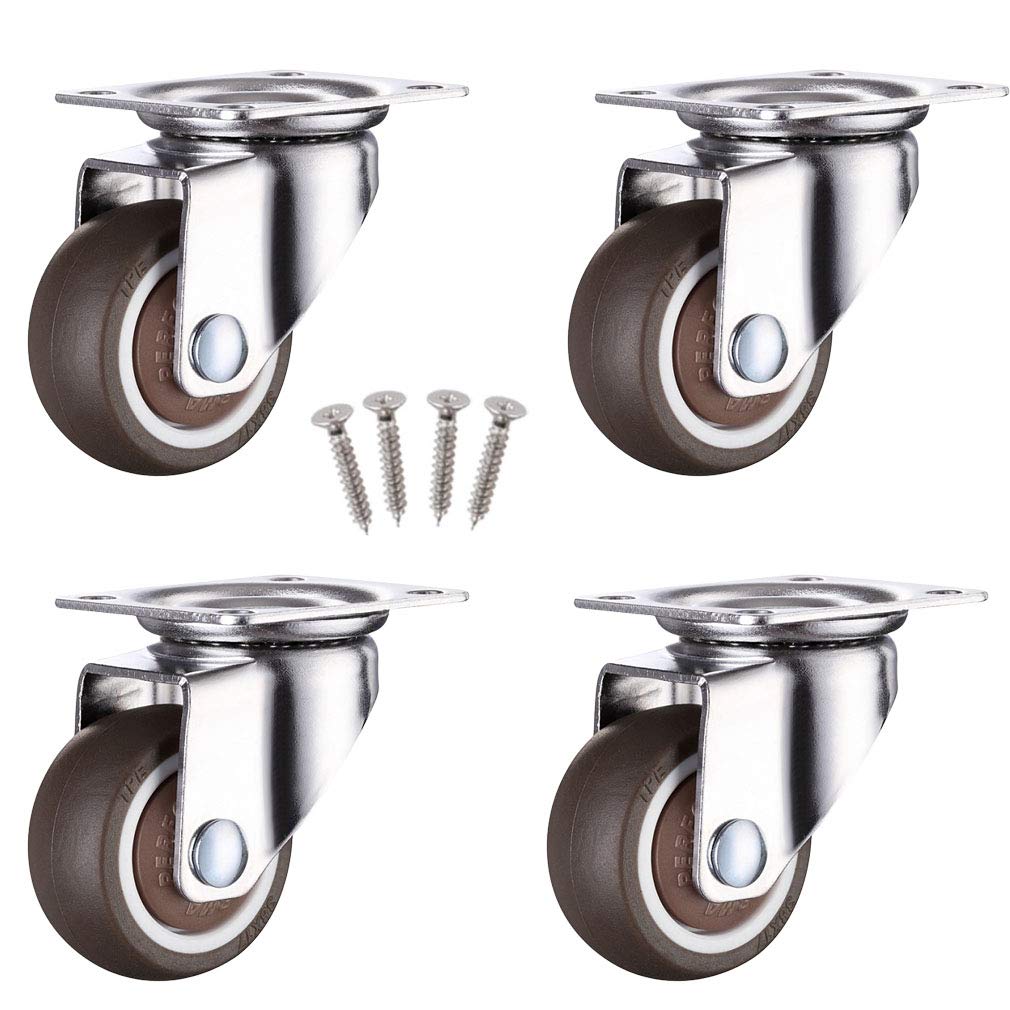 YUZGUHEY Swivel Casters 4 Plate Caster Wheels With Brakes Rubber Furniture 360 Degree Mounting Top 40kg Load(Universal,1.25in)