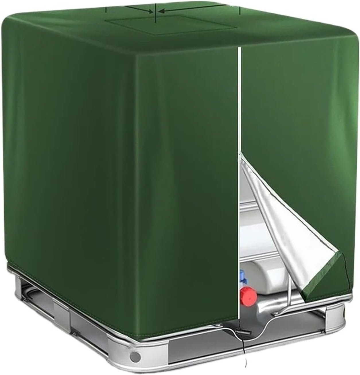 IBC Tote Cover Zipper IBC Tote Cover 330 Gallon for 210D Oxford Cloth 1000L Outdoor Water Tank Protective Dust and Sun(Green)