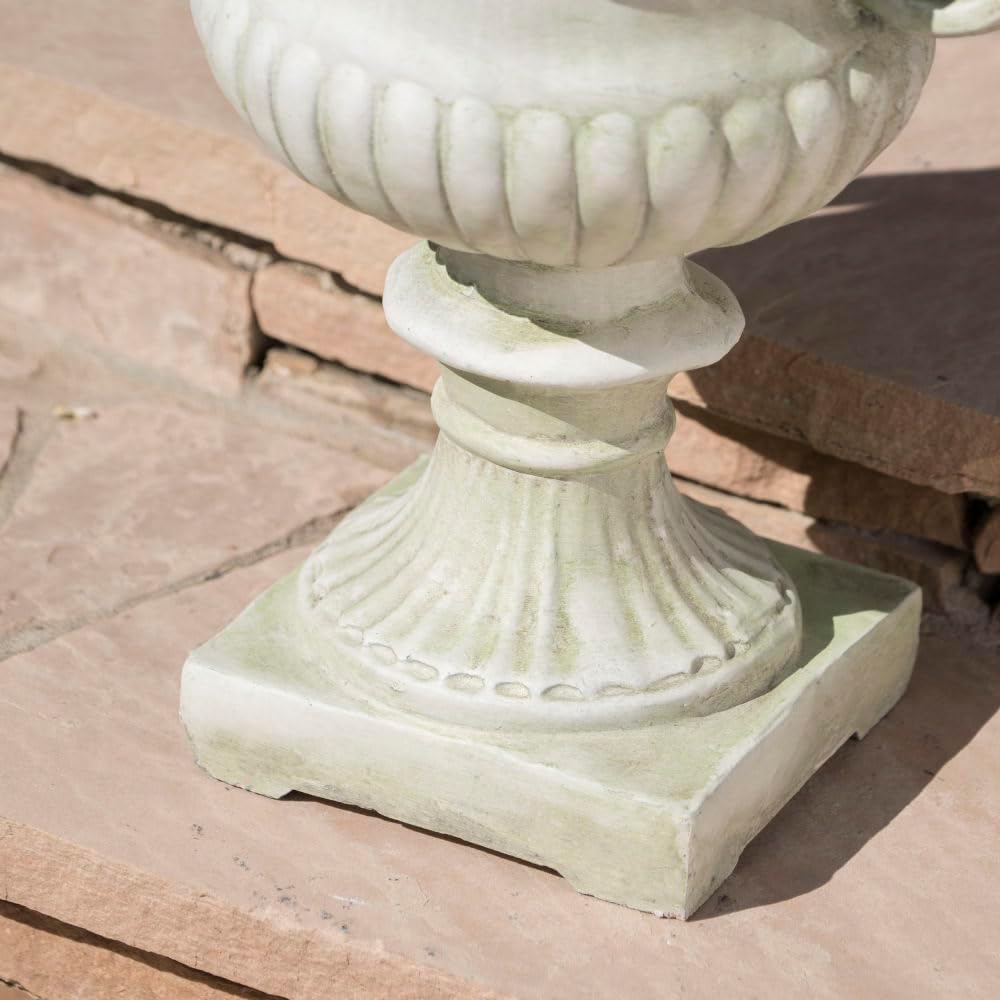 Elegant Outdoor Garden Urn Planter Made from Premium Magnesium Oxide for Weather Resistance and Classic Landscape Appeal (White + Magnesium Oxide)