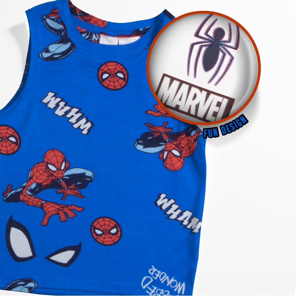 Marvel Spider-Man and Avengers Boys 3-Piece Set - Short Sleeve T-Shirt, Tank Top, & Shorts 3-Pack Bundle Set for Boys - Image 3