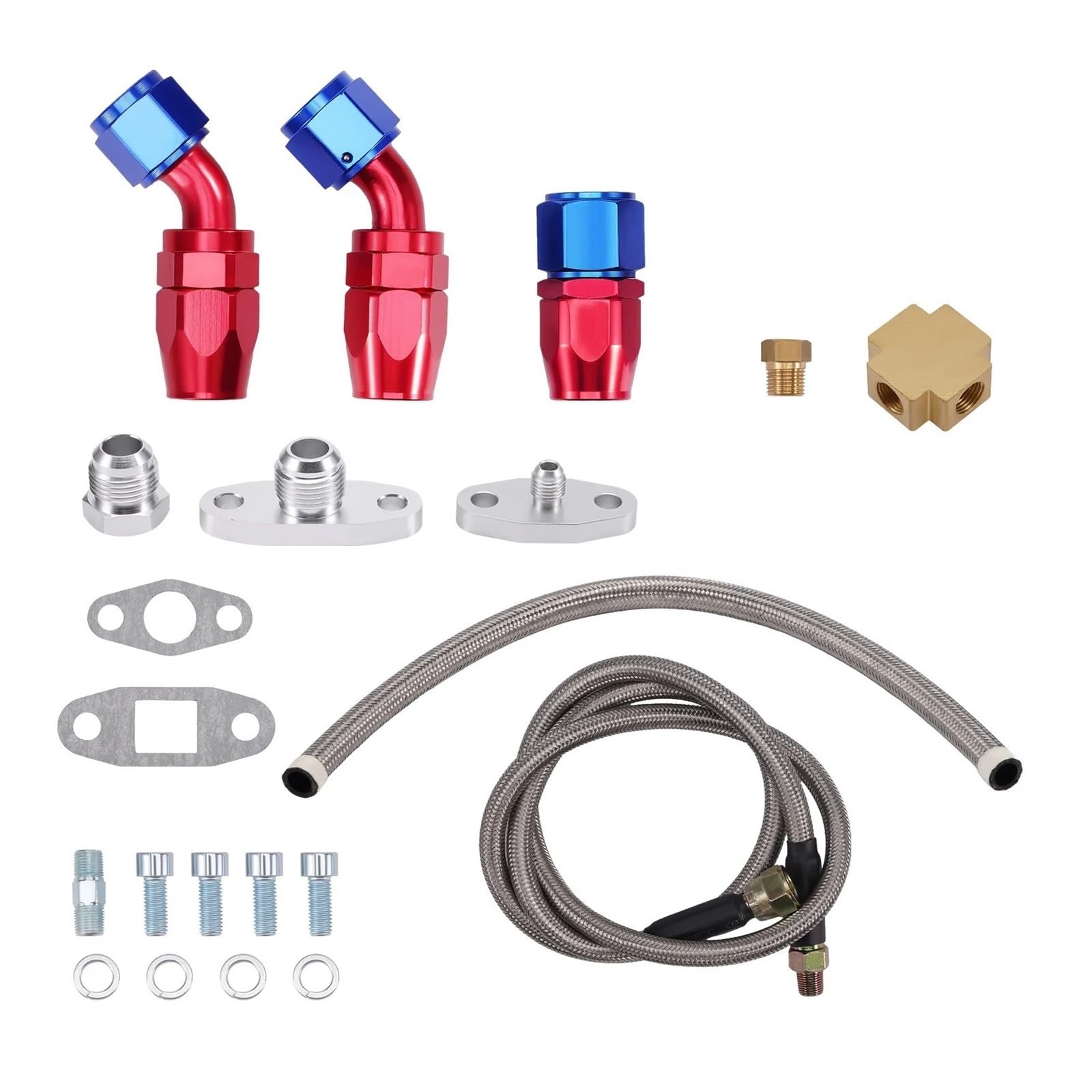 Turbocompresseurs de voiture Turbocompresseur À Billettes GT30 GT3037 500HP 0.82 A/R + Kit De Ligne D'alimentation Retour Vidange D'huile