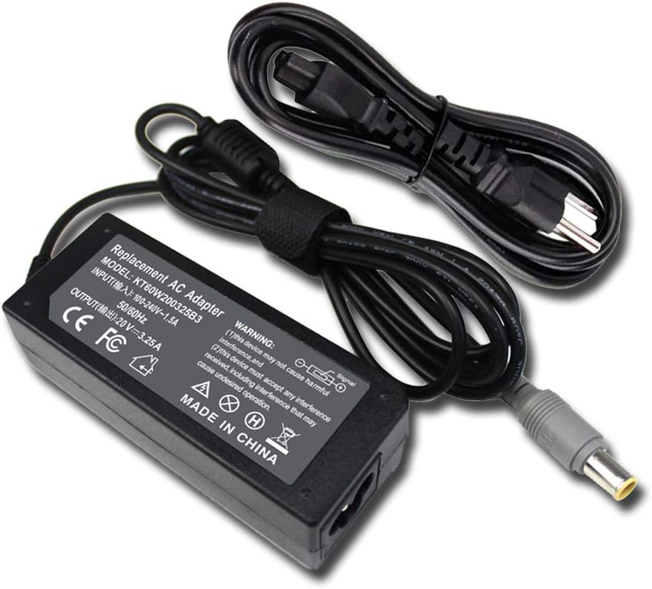 20V 3.25A 65W Adapter for Lenovo Thinkpad T400 T410 T420 T420S T430 T430s T430u T500 T510 T520 X120e X130e X131e X140e X200 X201 X220 X220T X230 E520 E530 E535 SL500 SL510 T430u T520 Laptop Charger