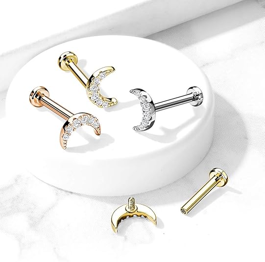 LOLIAS 24 Pezzi 16G Acciaio Inossidabile Labbro Piercing per Donna Uomo Labret Piercing Orecchio Trago Anello 3 MM Cubic Zirconia Monroe Helix Piercing Naso Lip Ring Gioielli