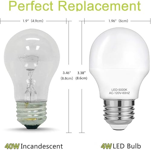 Miniatura 3 de 4W foco de luz LED A15 (equivalente a 40 vatios), E26base media, focos G50, 3000K Soft White, No regulable, blanco suave, 120voltios, 360 lúmenes.,