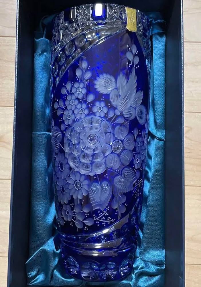 マイセンクリスタル　ミスティックフラワー　色被せ花瓶　F504/28B マイセンクリスタル ミスティックフラワー 色被せ花瓶 F504/28B