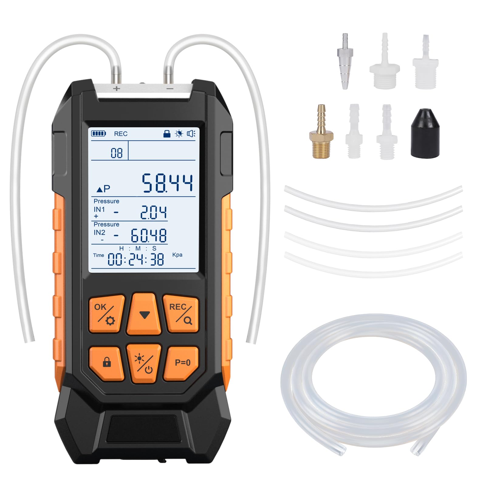 Vacuometro Digital, Manómetro Diferencial con Rango de Medición -100-200 kPa, Probador de Presión de Aire Gas Manómetro HVAC, 10 Unidades, Precisión ±0.3% FS