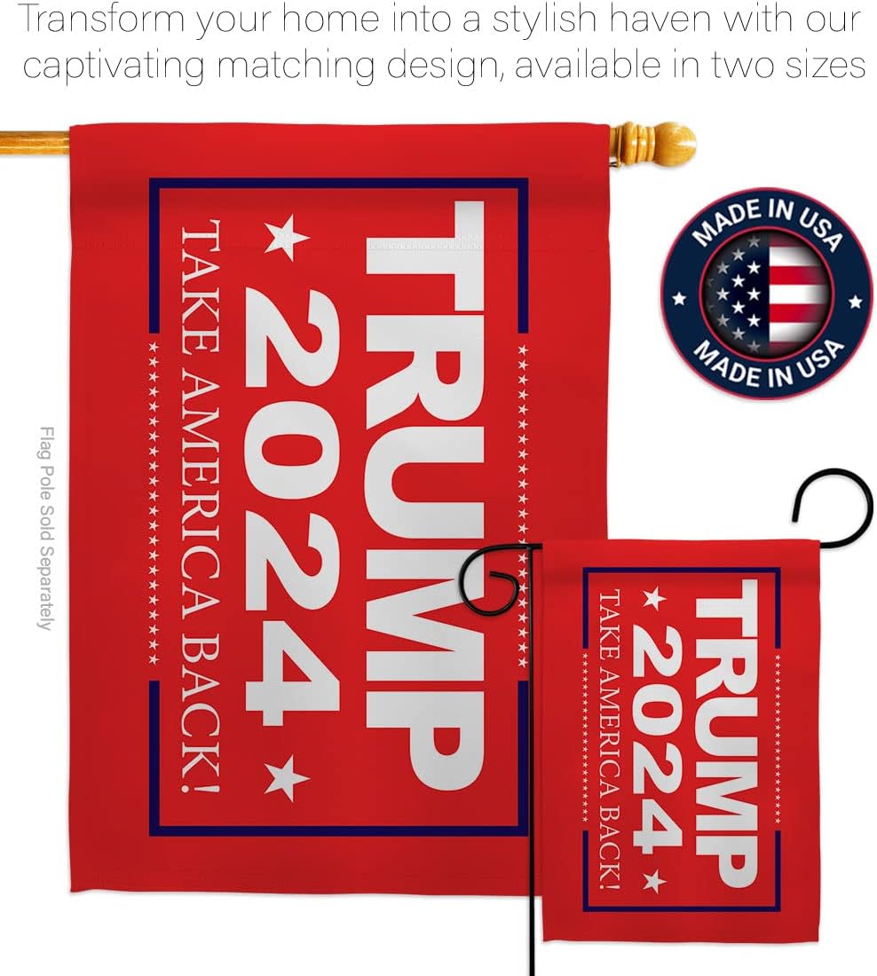 Take America Back 2024 Garden House Flag - Kit Patriotic Vote President Democrat Republican Tea Party United State American Election - Banner Small Yard Gift Double-Sided Made in USA 28 X 40