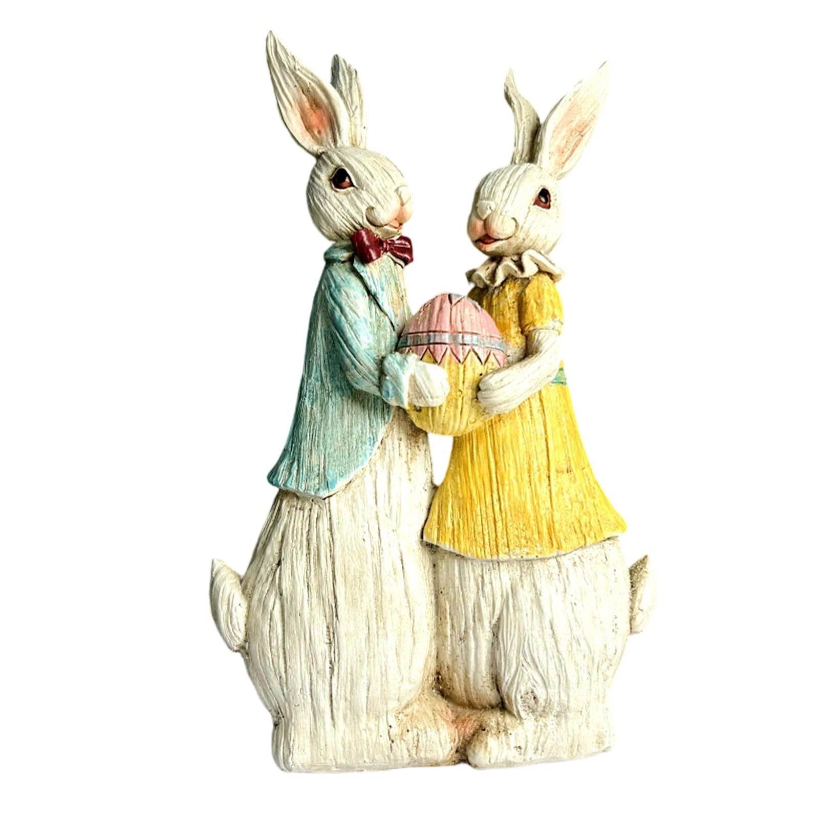Figurine lapin de Pâques cadeau traditionnel avec œufs décoratifs