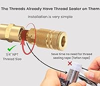 Vista 4 de Kit de acoplador y enchufe (7 piezas), tipo industrial D, NPT de 1/4 de pulgada, juego de accesorios de manguera de aire de conexión rápida de latón
