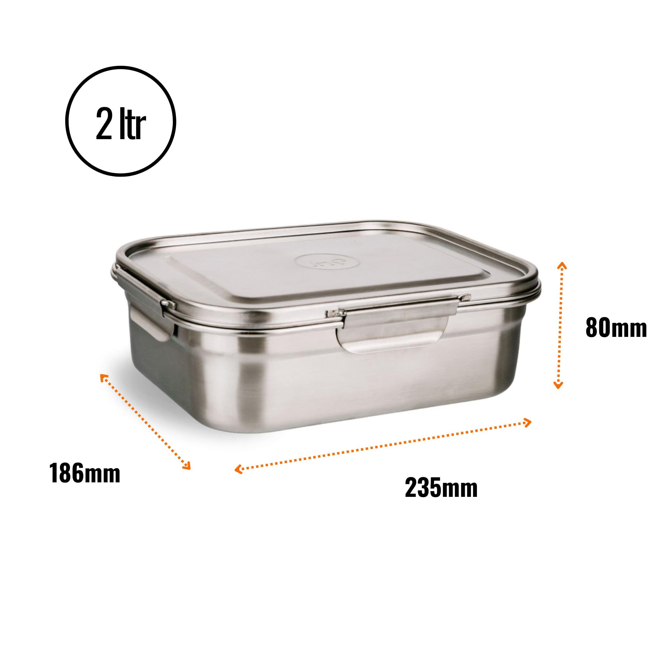 Elephant Box Fiambrera antifugas con cierre de clip y sello n.º 6 con sello de silicona extraíble, recipiente de acero inoxidable para alimentos, sin BPA y plástico (capacidad de 1900 ml)