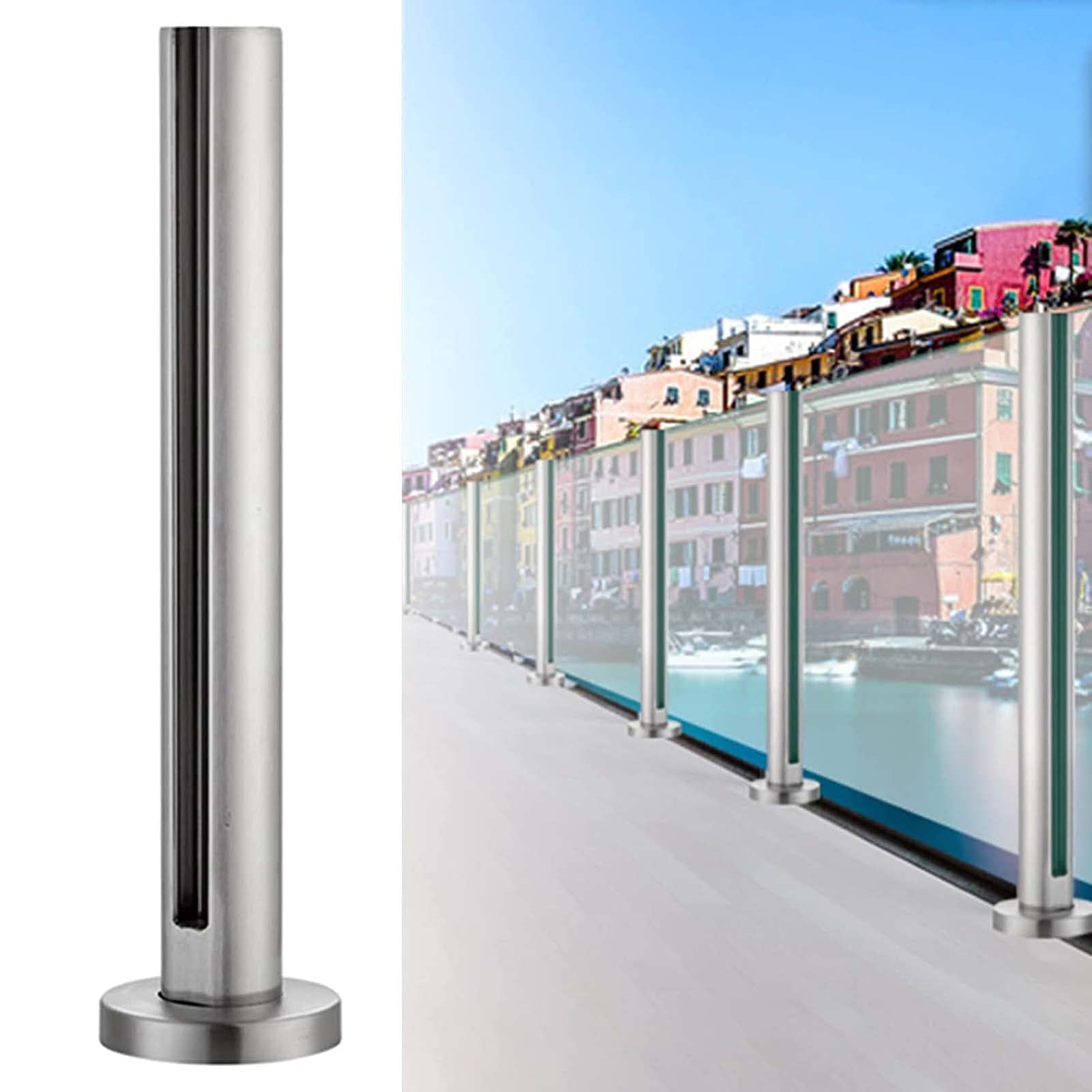 Srebrna okrągła balustrada balustradowa do tarasu tarasowego 60 cm (23,6) kolumna barierki ochronnej do paneli drewnianych/plastikowych, ogrodzenia, bezpieczna