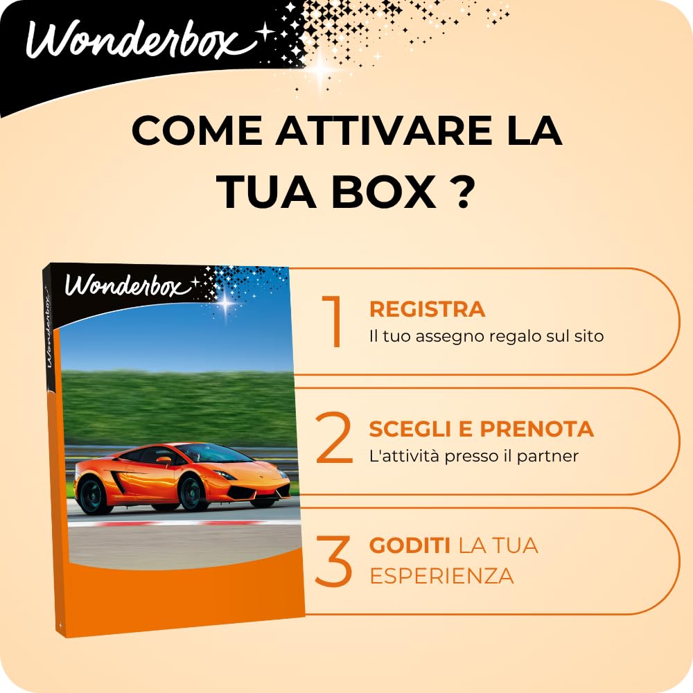 WONDERBOX - Cofanetto Regalo - Adrenalina Motori - per 1 o 2 Persone | 1 esperienza di guida - Più di 1000 attività - Ferrari, Lamborghini, Subaru, Audi