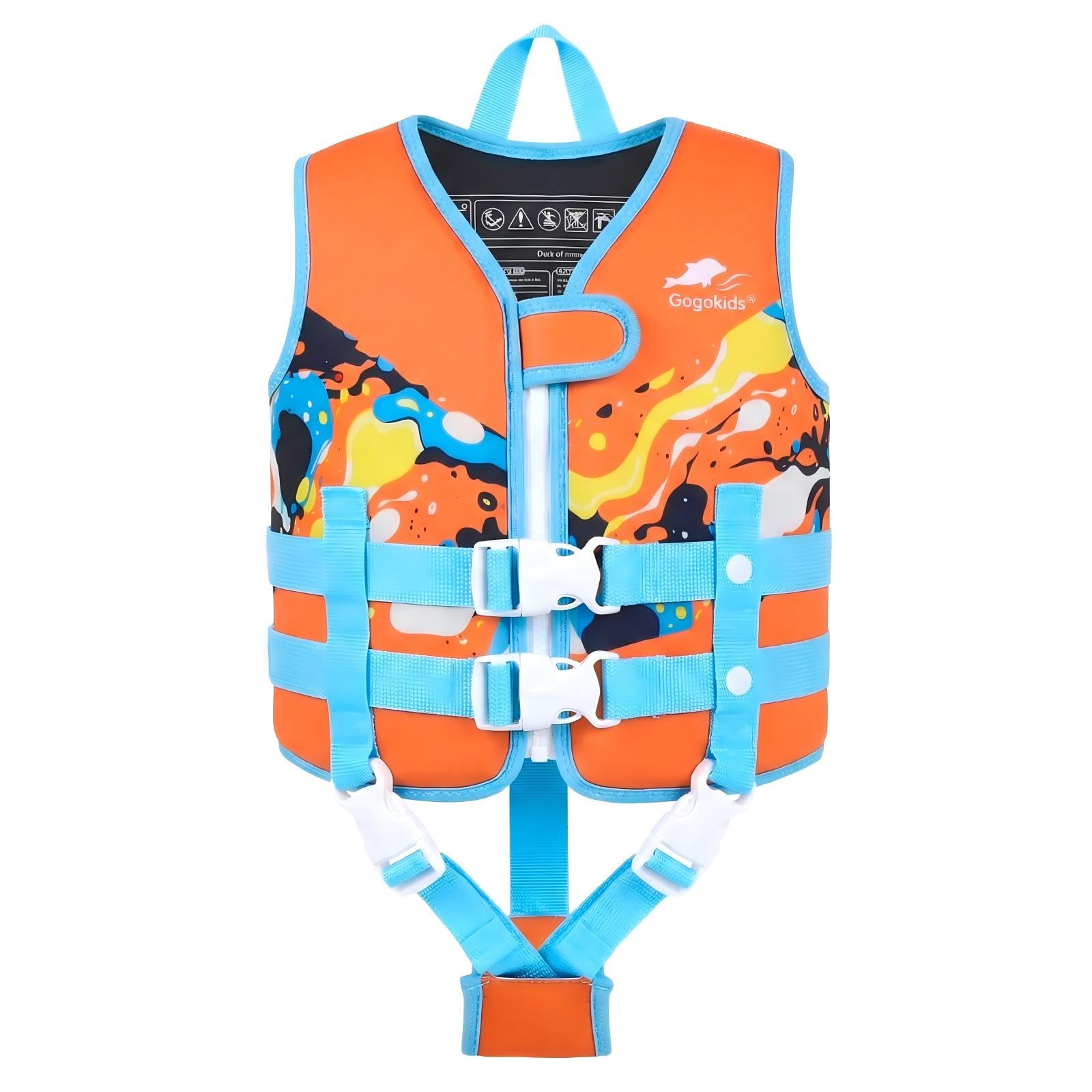 Gogokids Schwimmweste für Kleinkinder für 1–5 Jahre 15-30kg, Kinder Schwimmjacke mit Doppelt Verstellbarer Strapze, Schwimmhilfe für Baby, Mädchen Jung verstellbare Pool-Weste für Pool & Strand