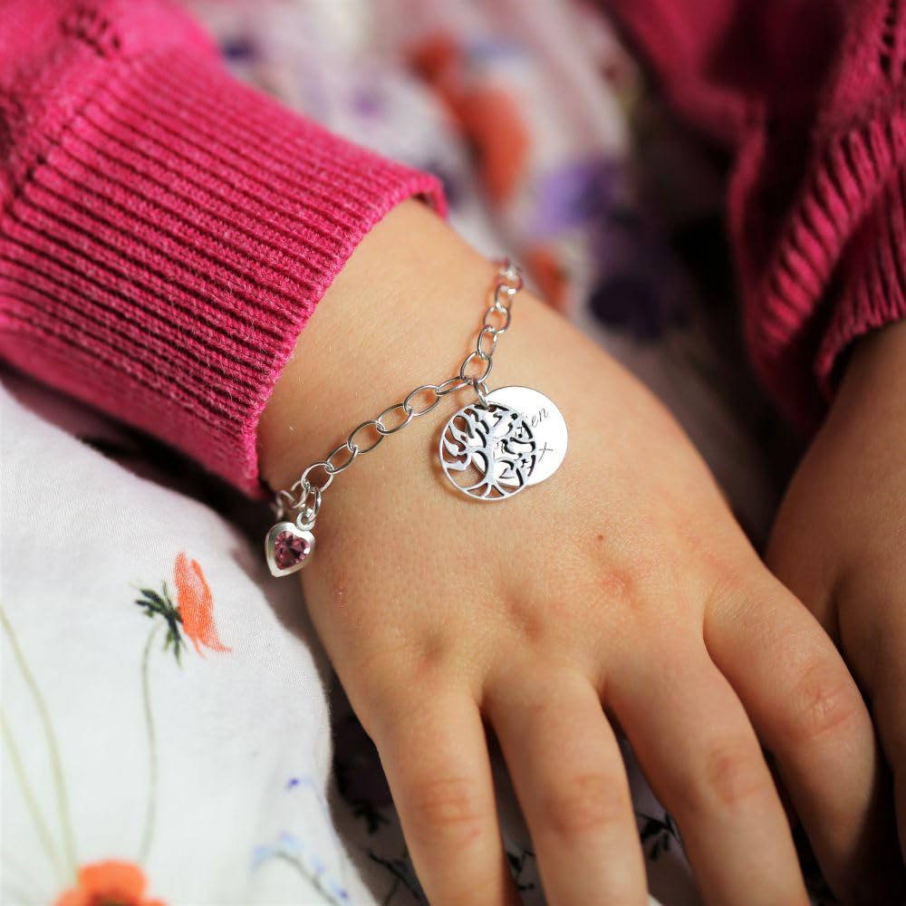 Kinderarmband Mädchen Silber Taufe Armband 925 Sterling Silber mit Gravur Namensarmband für Baby und Kinder Silberarmband Patenkind Armkettchen | HANDMADE IN GERMANY
