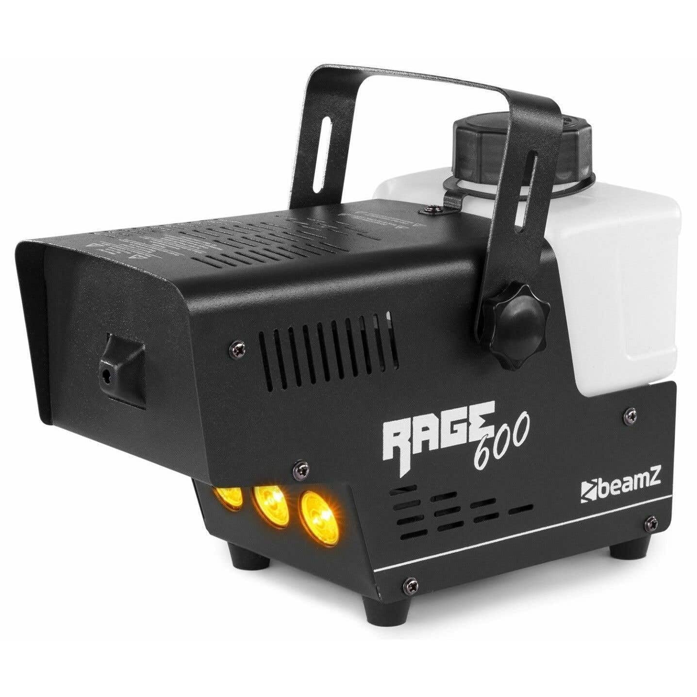 BeamZ RAGE600LED Mini Nebelmaschine mit Fernbedienung, 600 Watt Fogger mit LED Lichteffekt, 2 Liter Tank Fog Machine, Smoke Machine für DJ Lichteffekt, Nebelmaschine Halloween für Partys & Hochzeiten