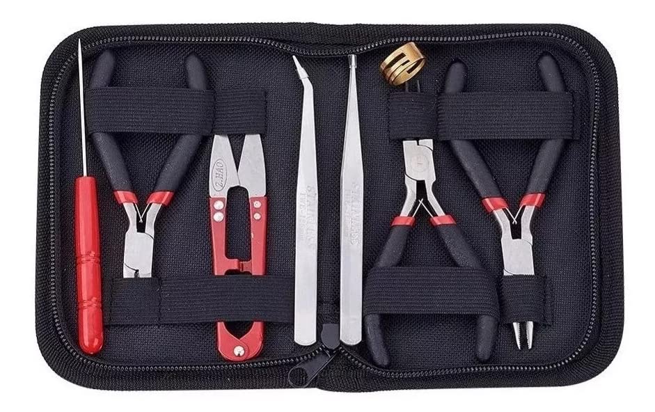 Kit 8 Pcs Alicate Bijoux Pinça Bijuteria Jóias + Estojo