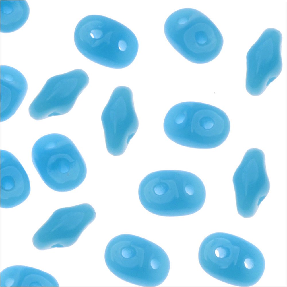 MATUBO SuperDuo Beads 2.5x5 mm, Opaque Blue Turquoise (8g), Two Hole Beads from Czech for Jewellery Making, Beading, Embroidery, Art and Craft