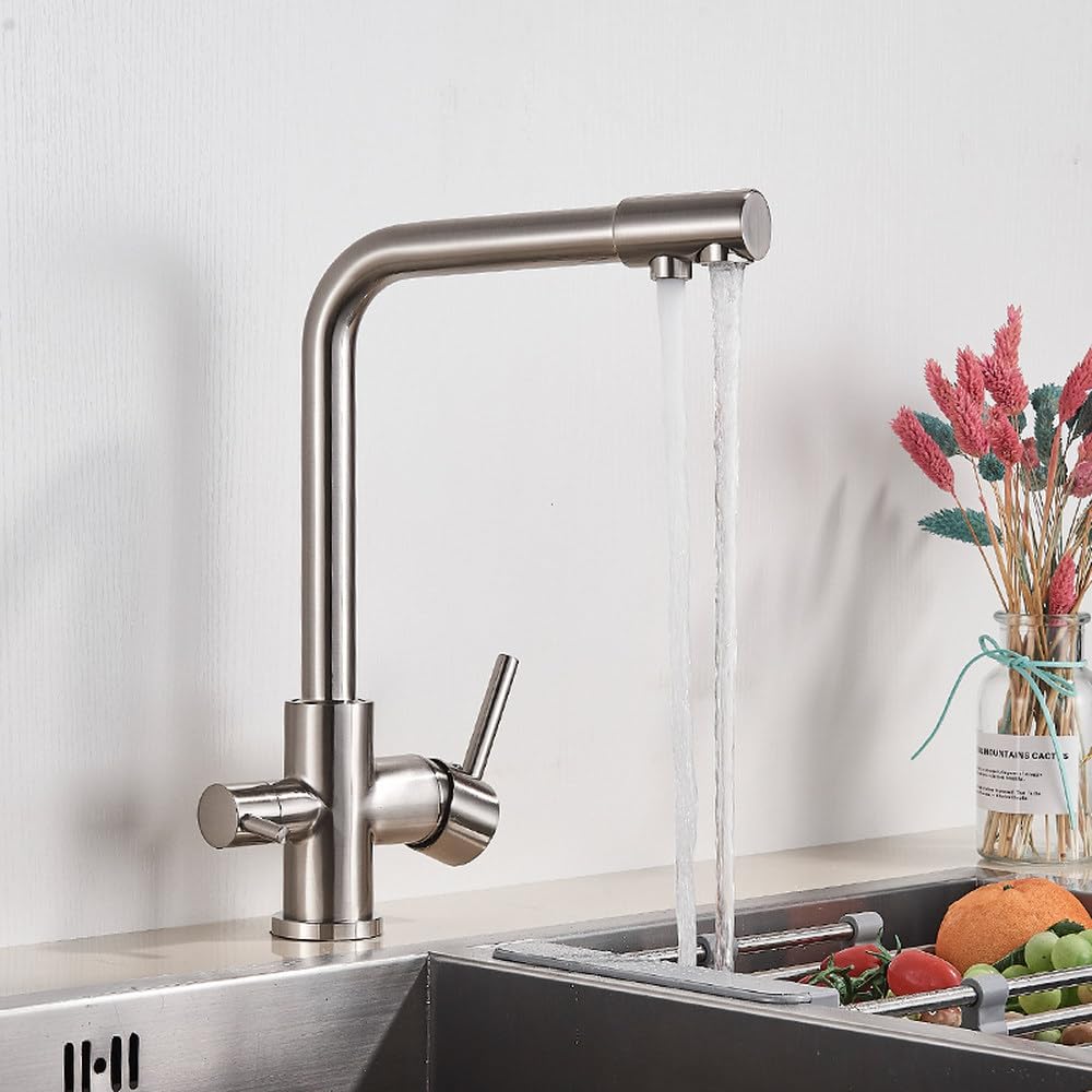 Robinet de cuisine eau pure filtrée noir mélangeur rotatif 360