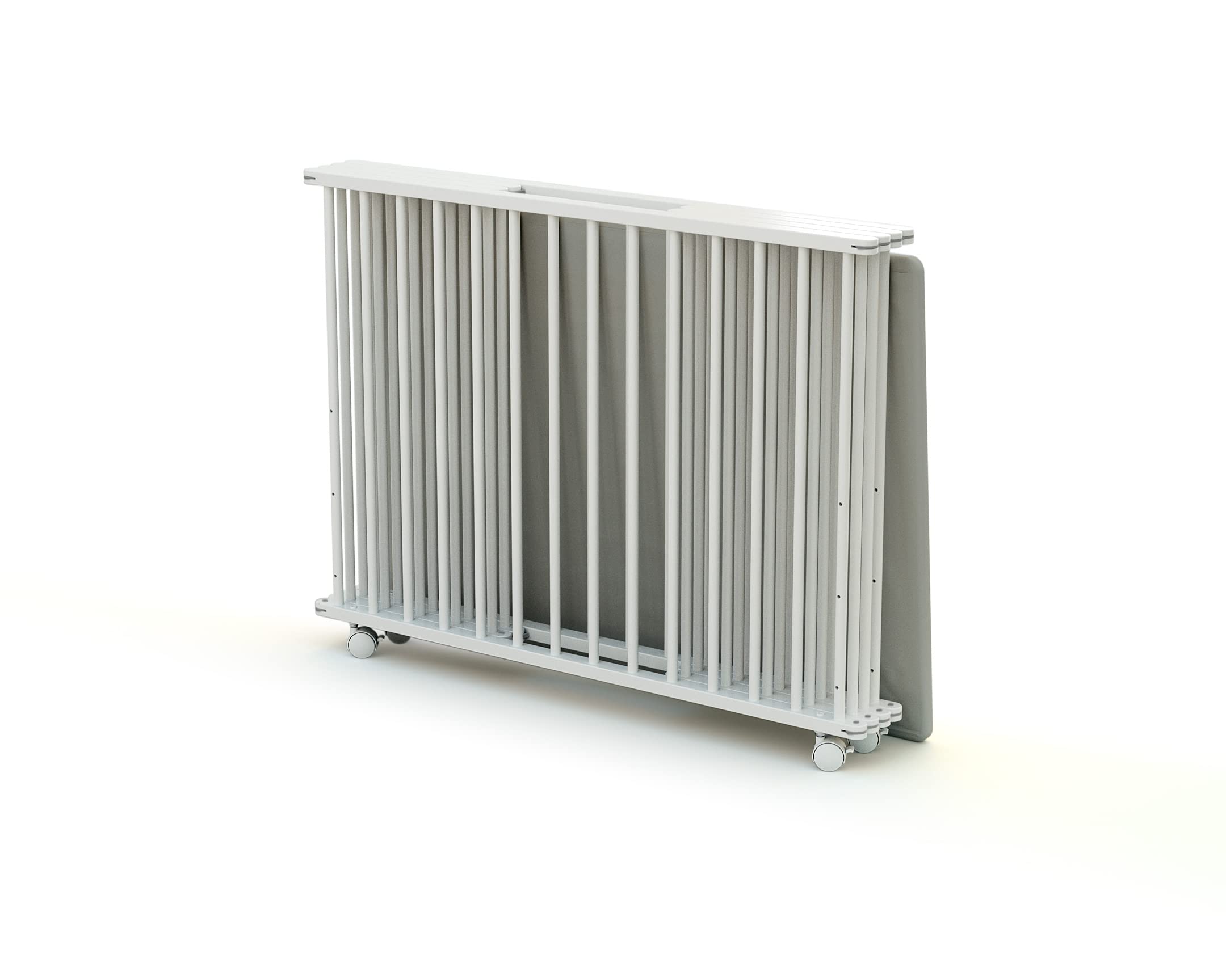 WEBABY - Box bambini pieghevole legno con ruote - Bianco - 70 x 100 cm