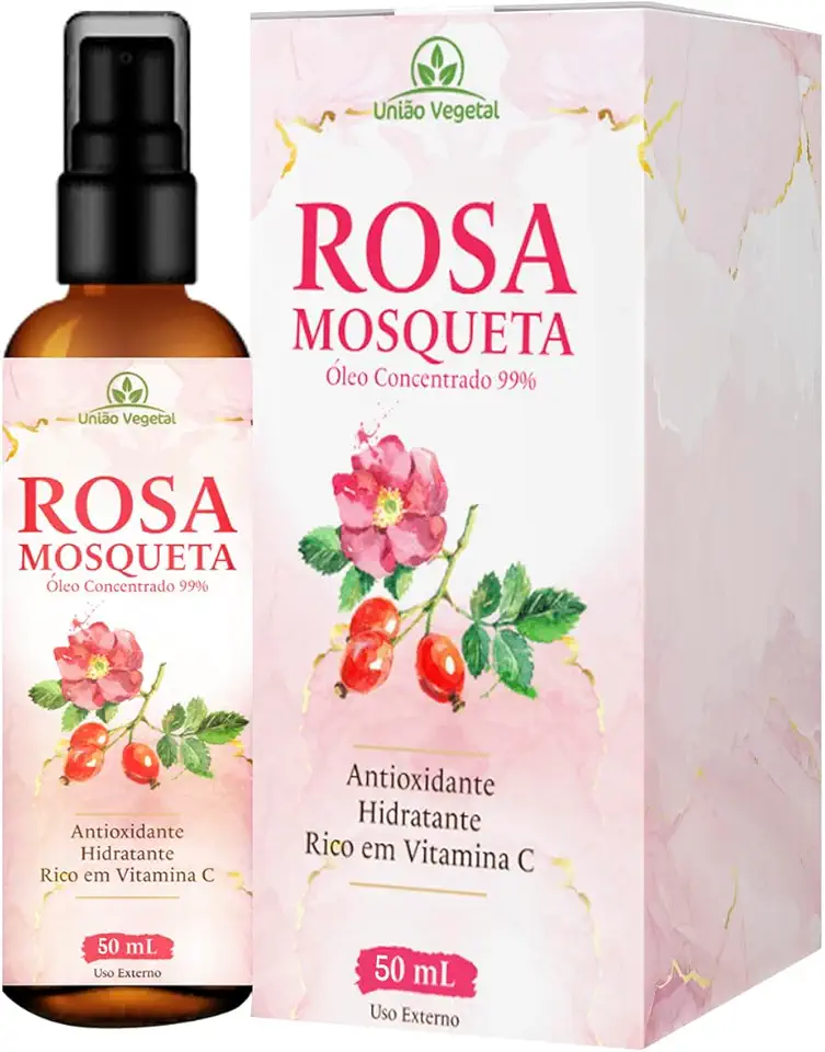 Óleo de Rosa Mosqueta 99% Puro e Prensado a Frio | Clareador, Hidratante e Antirrugas para Pele e Cabelo | União Vegetal 30ml