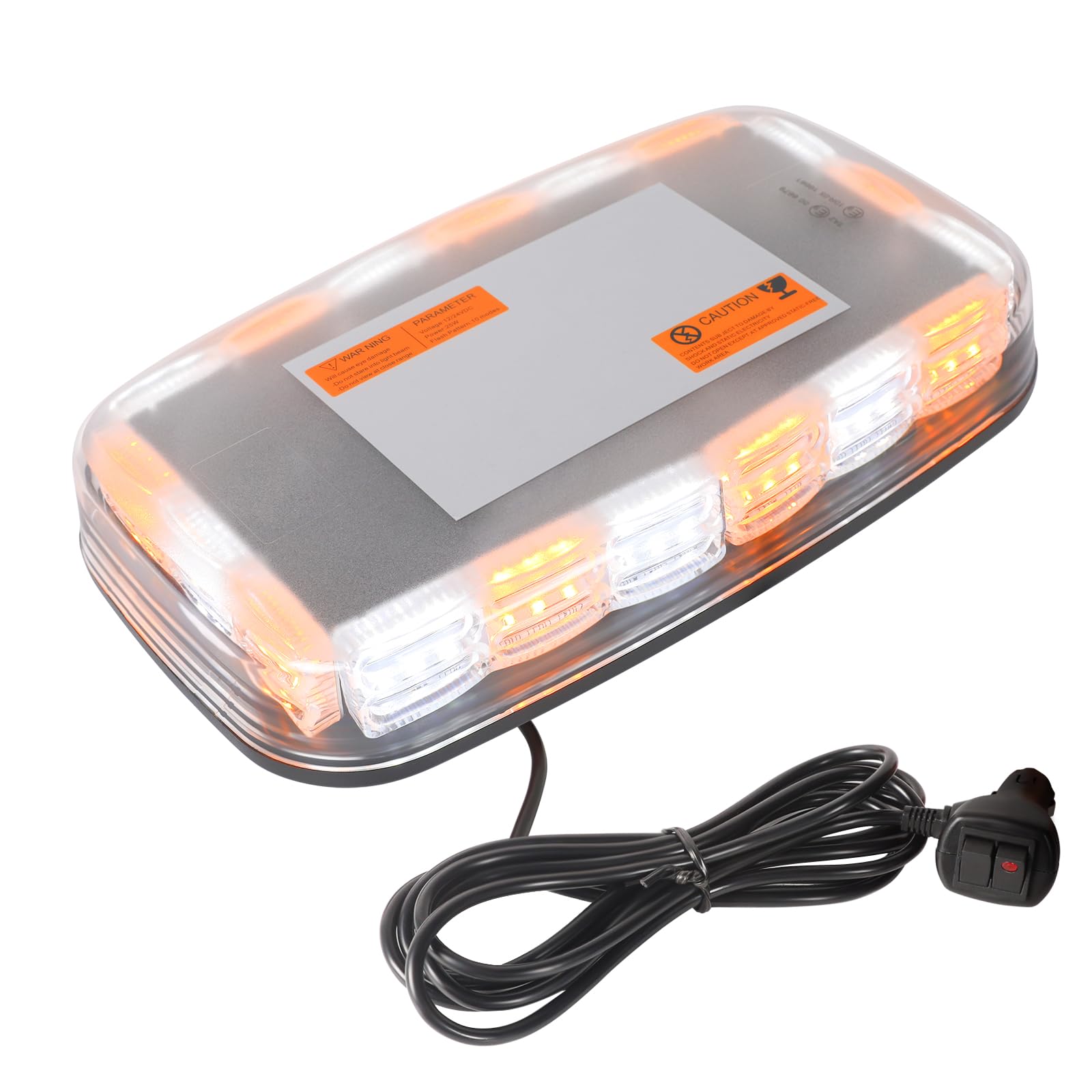 AOHEWEI Barra Luminosa LED Stroboscopica Ambra, 108 LED 10 Modalità Lampeggiante - Luce di Emergenza per Veicoli, Impermeabile IP67 con Base Magnetica 12V/24V per Rimorchi Camion SUV Veicoli