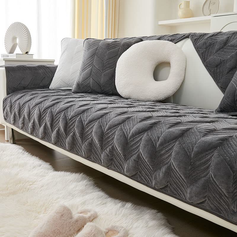 Sofa Slipcover Corner 3/2/1/4 Seater Sofa Cover L Shape Couch Cover Velvet Thick Sofa Protector Anti-slip Reversible Quilted Corner Slipcovers Washable for Sectional Couch ( Color : I , Size : 70x180c