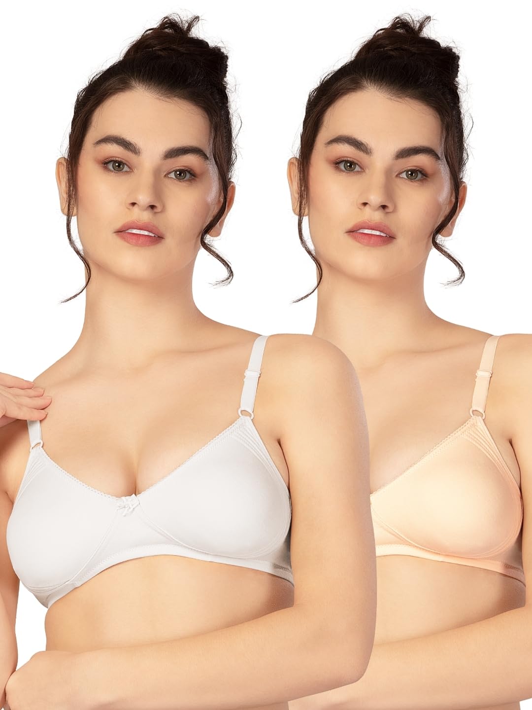 Bra for Women's Cotton Non-Padded Seamless Brassiere Side Support Shaper Everyday Use T-Shirt Bra for Girls - Classic-image-29