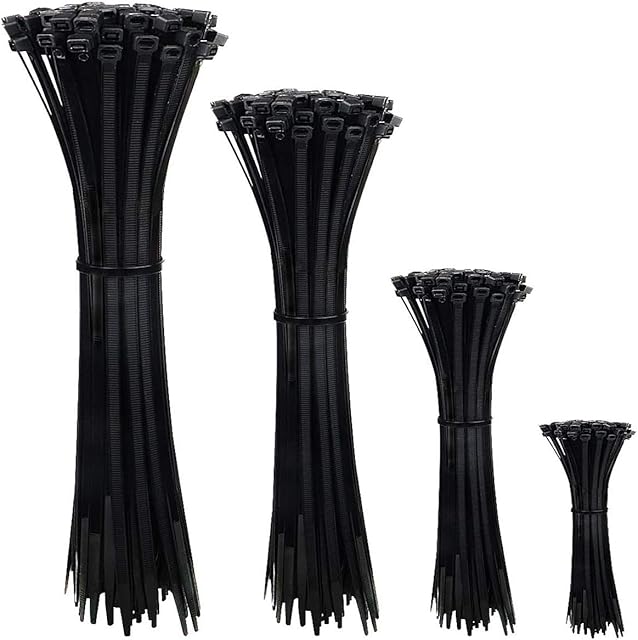 400 Pack of Black Cable Ties,Durable Strong Nylon Zip Ties in for DIY, Home,Office and Workshop2.5x100mm, 2.5x200mm,3.6x300mm,4.6x300mm