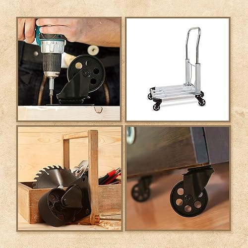 Miniatura 4 de FactorDuty - 4 ruedas giratorias de metal negro de acero de alto calibre