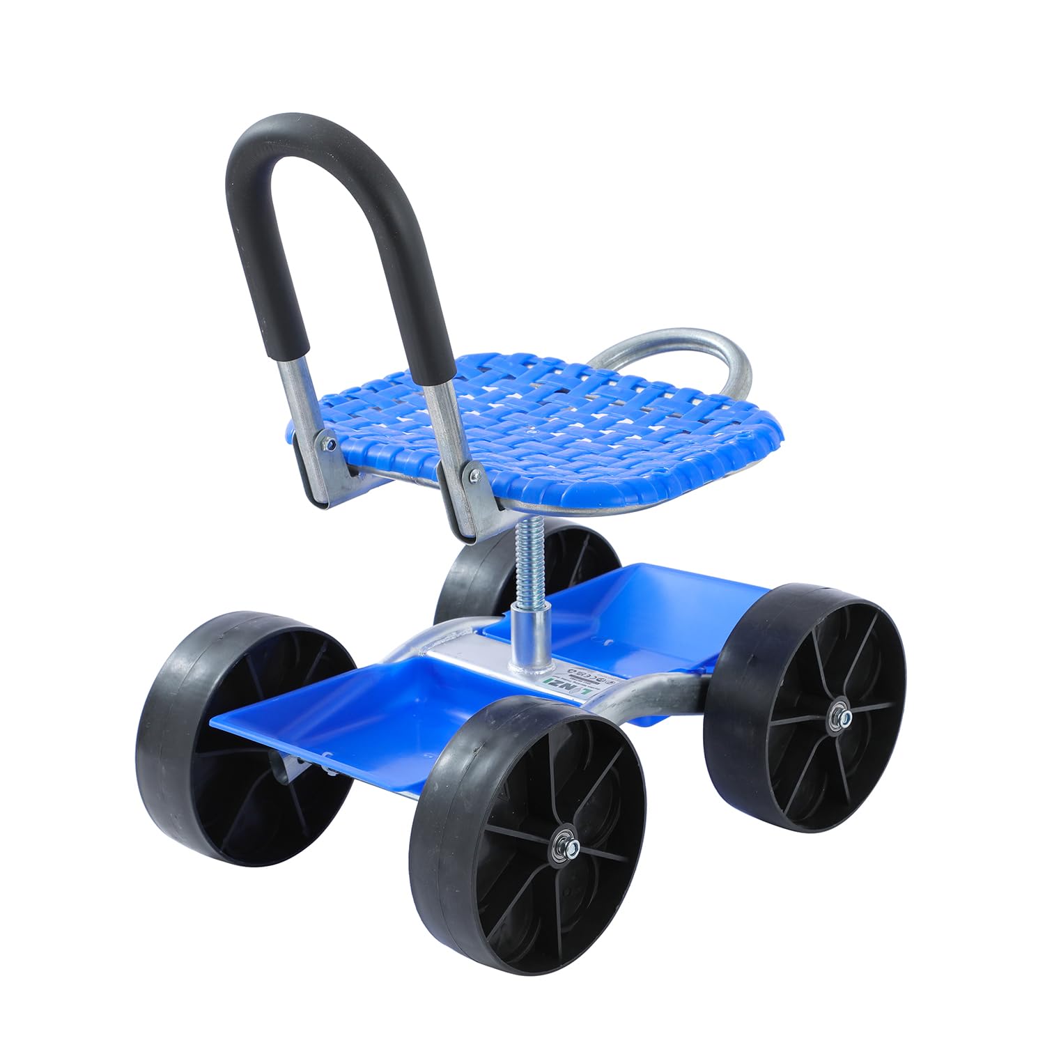 LINZI Carrito Banco Giratorio con Ruedas – Asiento de Trabajo Ajustable en Altura, Bandeja Porta-Herramientas – para tareas Exteriores, Detalle y reparación de Coches