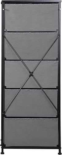 Miniatura 4 de SUPER DEAL Cómoda de tela para dormitorio de 46 pulgadas de alto, cómoda de almacenamiento vertical con 5 cajones de almacenamiento, parte superior