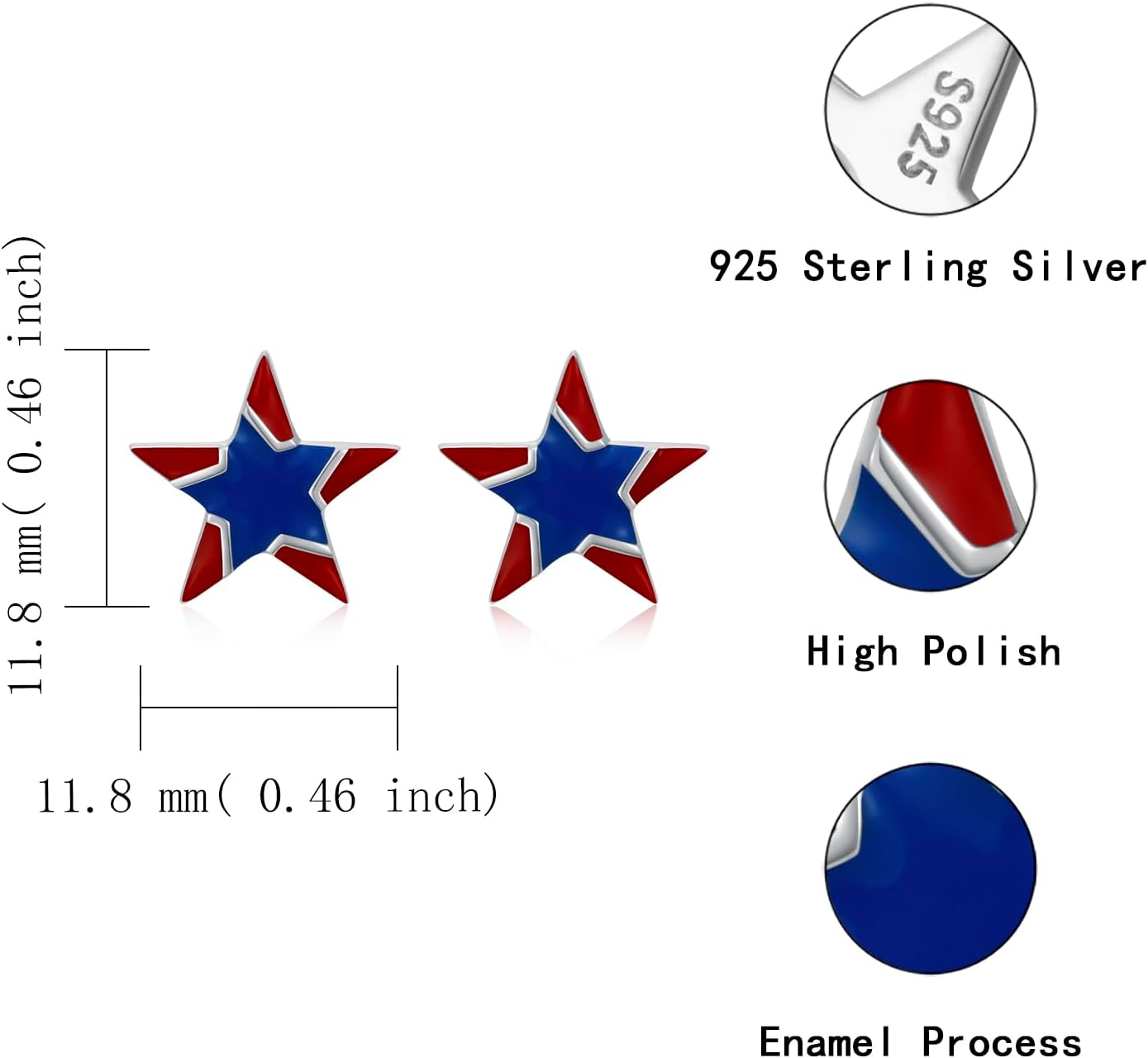 American Flag Patriotic Earrings for Women 925 Sterling Silver - Red White And Blue 4th of July Earrings Independence Day Jewelry Gifts - Image 7
