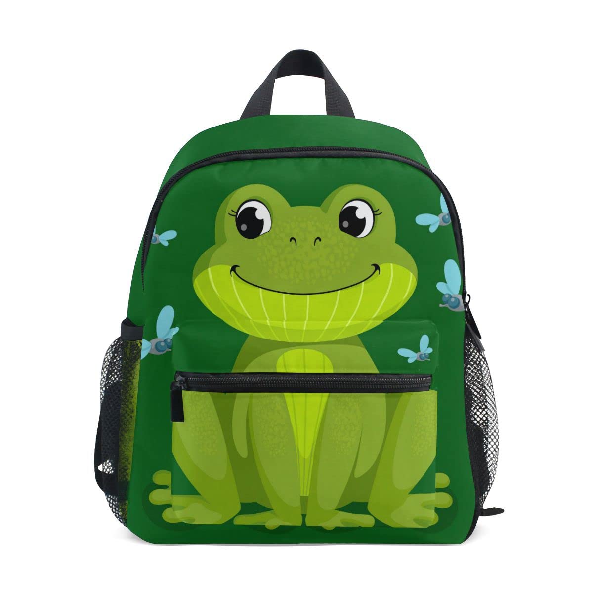 Fisyme Toddler Backpack Green Frog Butterfly School Bag Kids Backpacks for Kindergarten Preschool Nursery Girls Boys, M