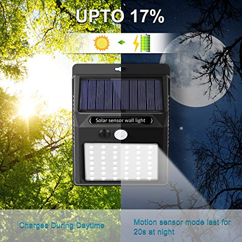 Solar Lights Outdoor [42 LED/3 Working Mode], SEZAC Solar Security Lights Solar Motion Sensor Lights Wireless IP 65 Waterproof Outdoor Lights for Garden Fence Patio Garage (6 Pack)