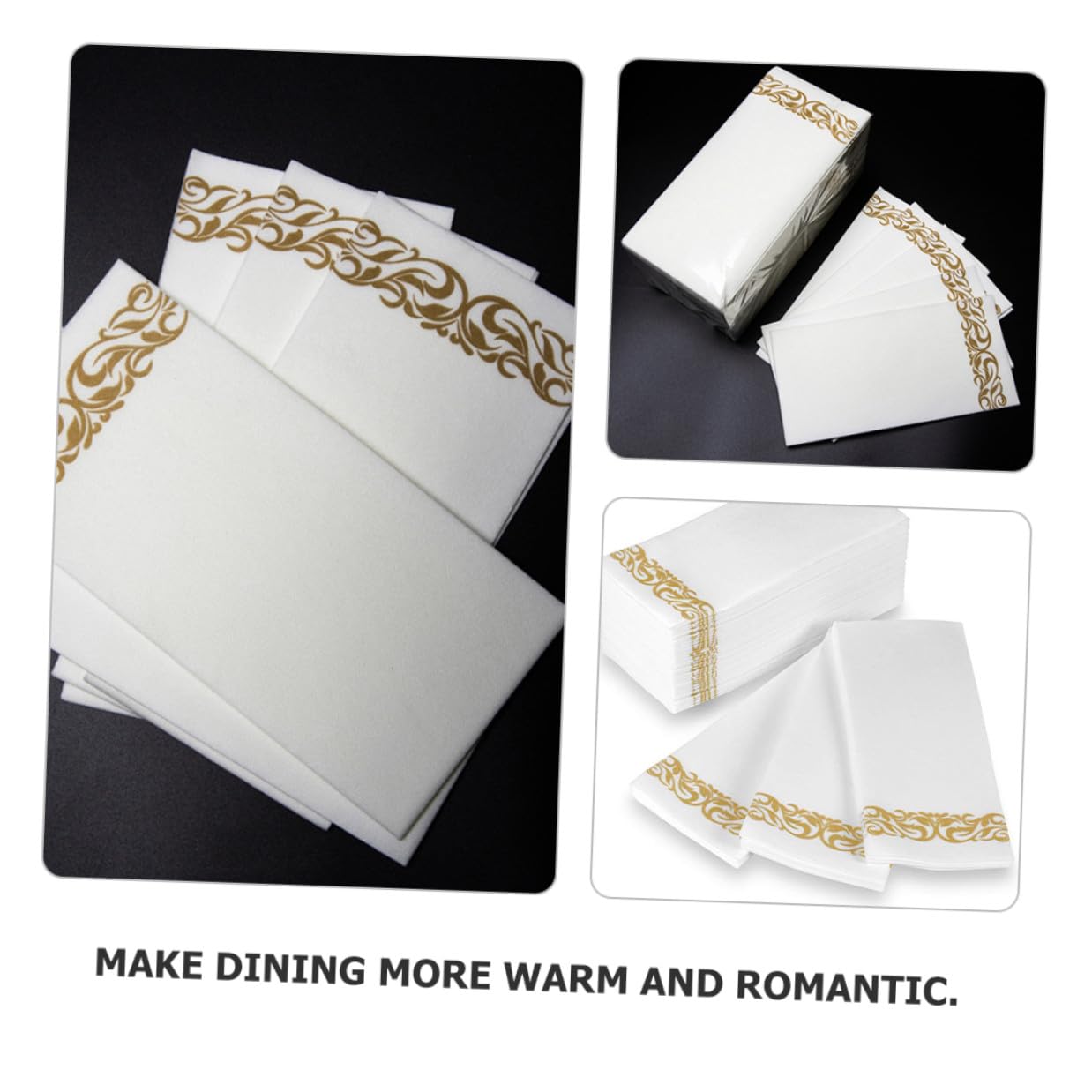 Einweg Tischservietten mit Staubfreier Funktion 40x30cm aus Papier 100 Stück Goldfarbene Luxuriöse Weiche Cocktailservietten für Party und Geburtstag