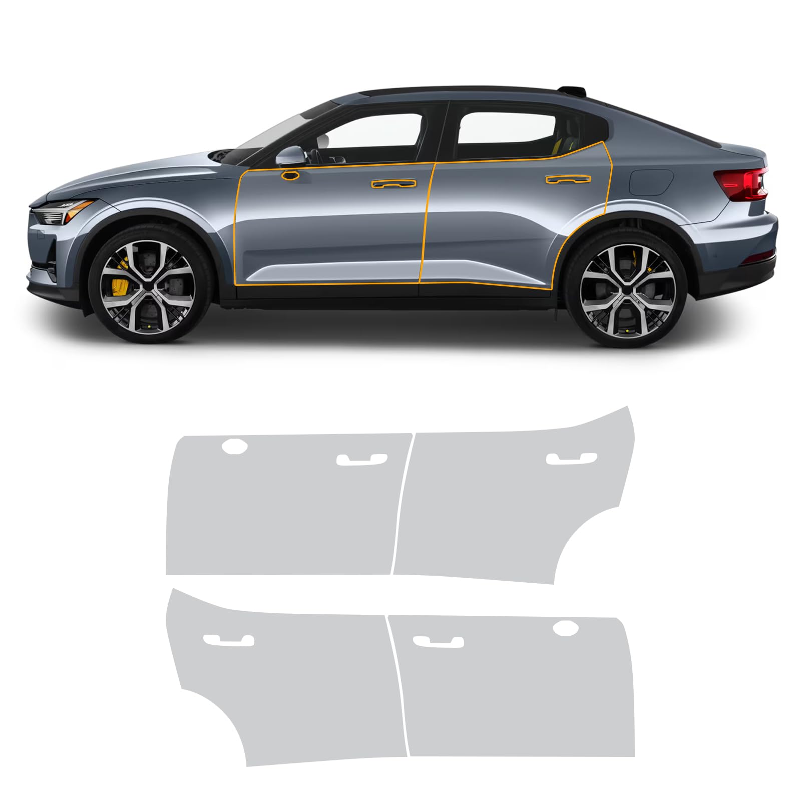 Kompatibel mit Volvo Polestar 2 2021 2022 2023 2024 8.5mil TPU PPF Vorgeschnittene Selbstklebende Lackschutzfolie Transparent Polestar 2 Dekoration Zubehör (Tür 4St)