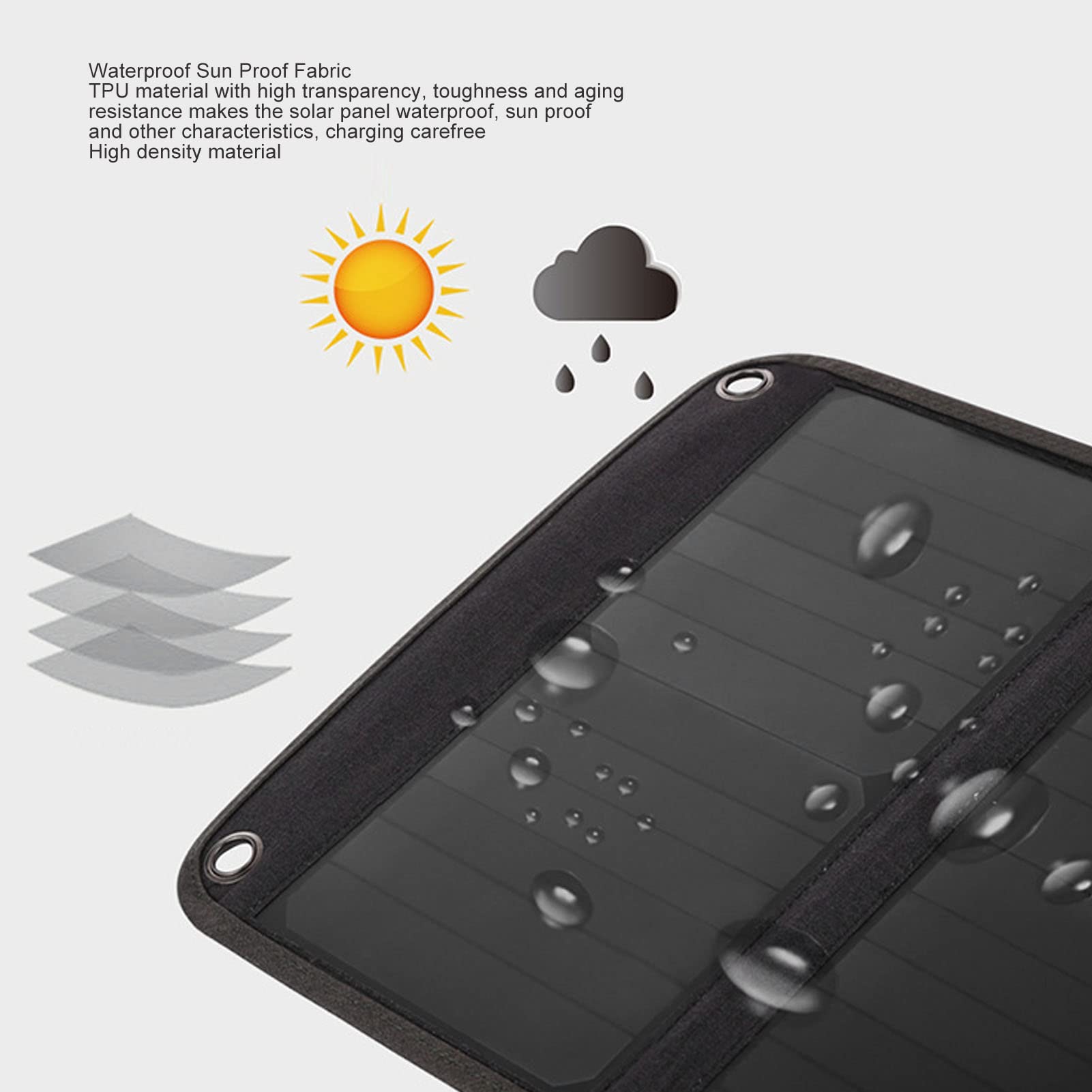 Caricatore a pannello solare pieghevole Pannello di ricarica solare portatile leggero impermeabile da 28 W con 2 porte USB per campeggio Escursionismo Attività all'aperto