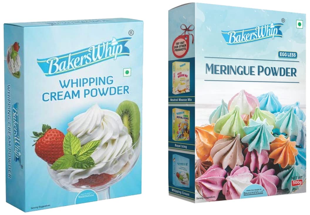 Bakerswhip Whipping Cream Powder, 450g & Egg less Meringue Powder Instant Mix, 450Gr, 450 g-image-44