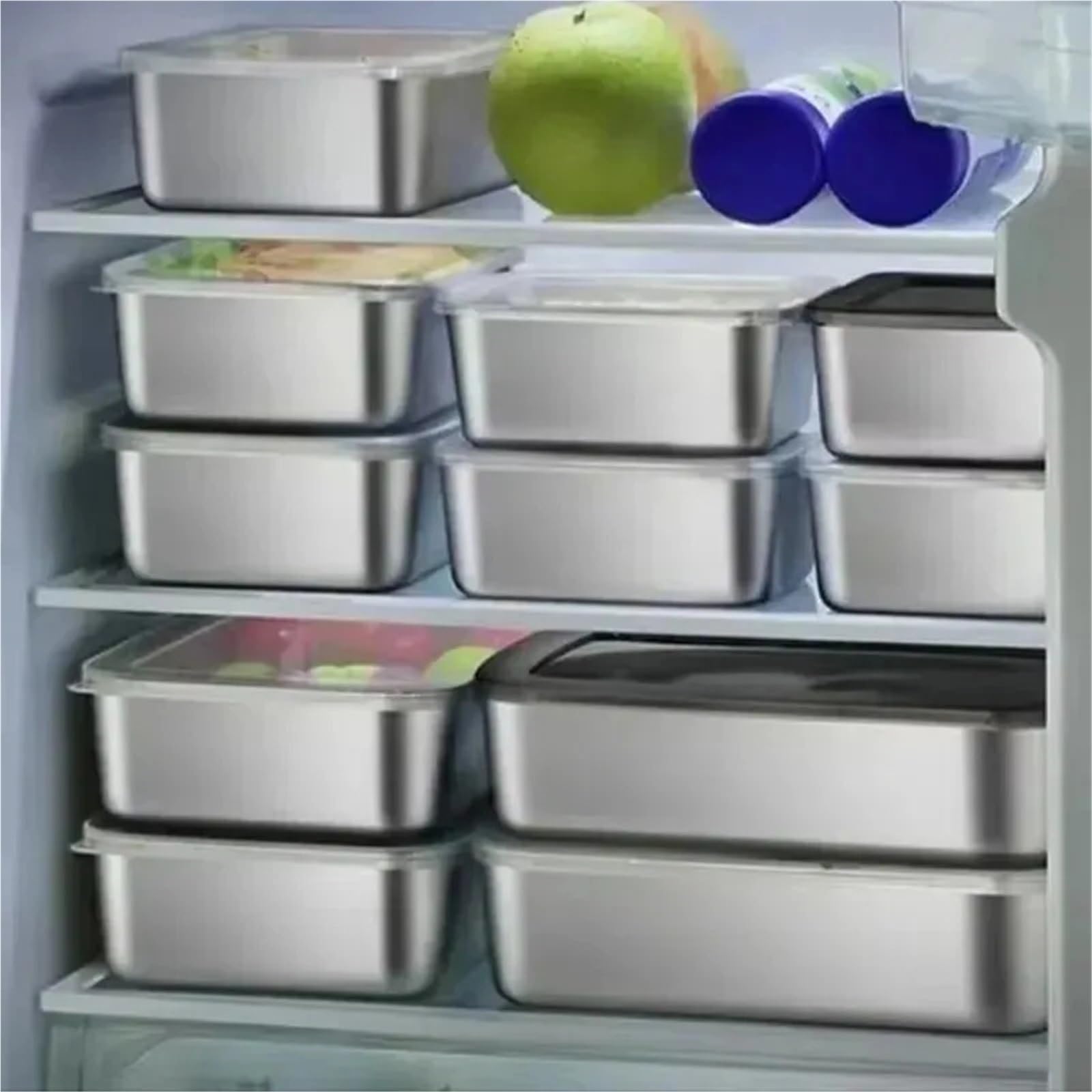 Contenedor De Conservación Alimentos Frescos Acero Inoxidable 6 Piezas Para Cocina