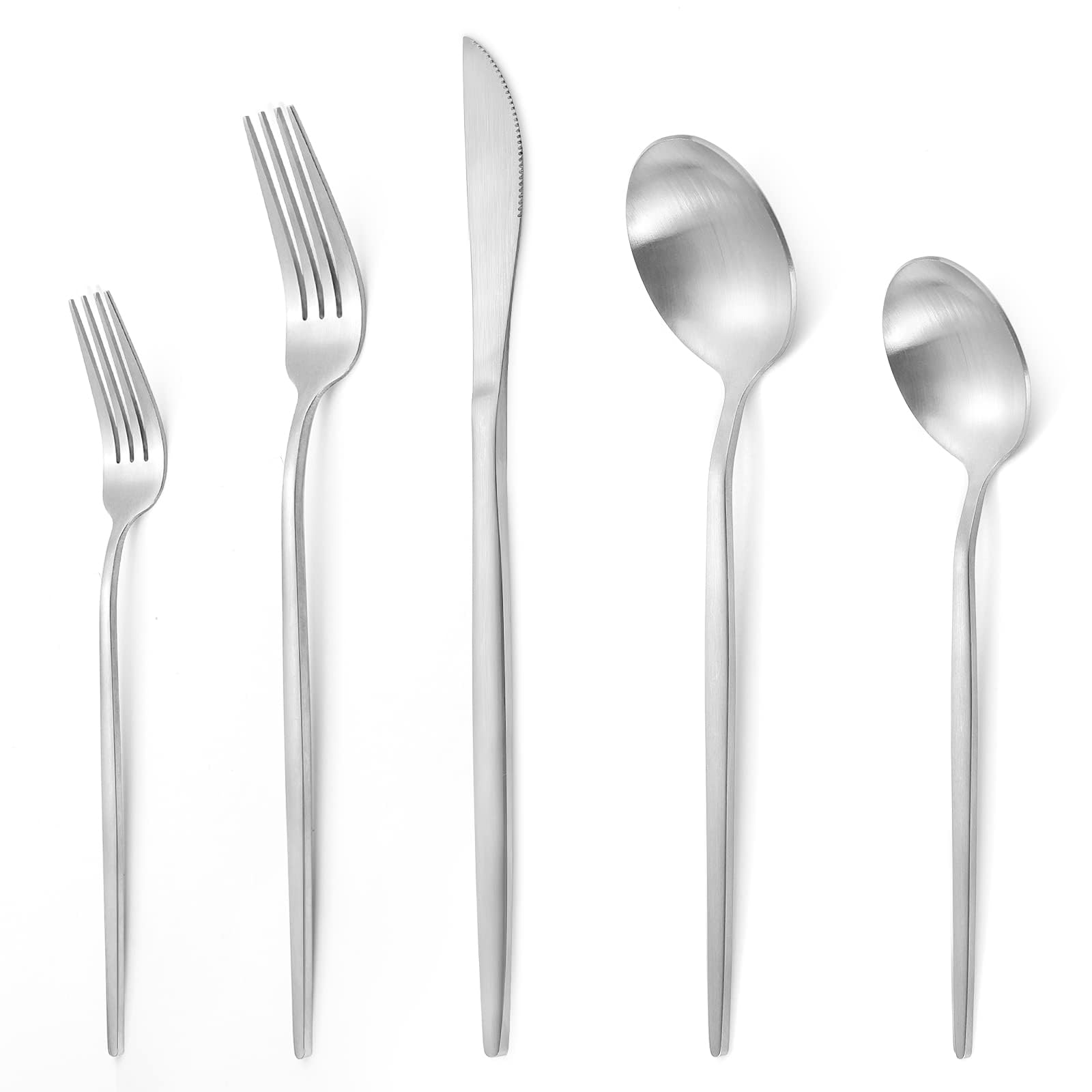 LAZAHOME Silverware Set for 8, Stainless Steel Flatware Cutlery Set, 40-Piece Kitchen Utensil Set Include Spoons And Forks Set, Satin Polished Finished, Dishwasher Safe.