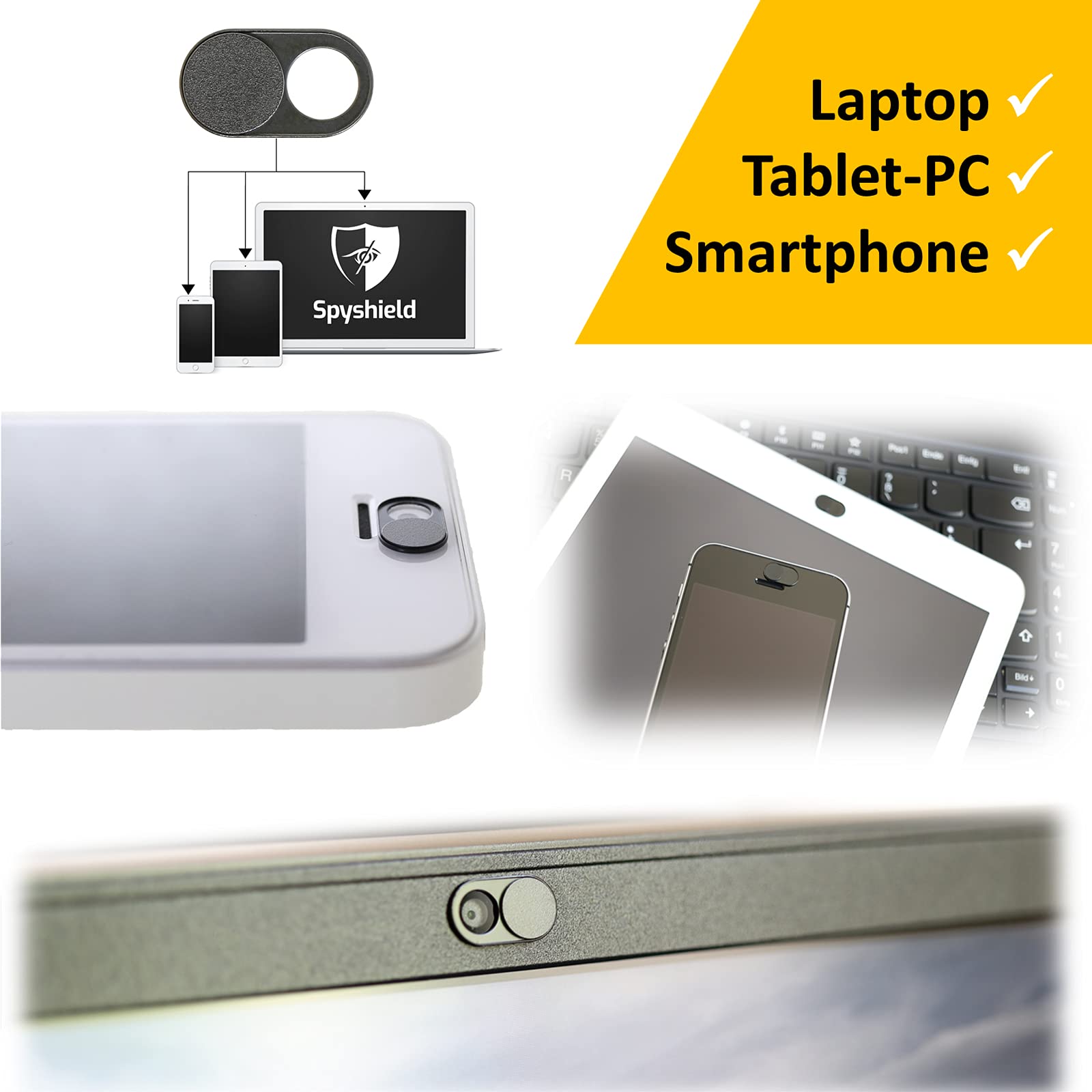 Produktbild von Kamera Abdeckung Laptop 6x Webcam-Abdeckungen Schwarz – Schieber Für Laptop, Tablet & PC Kameras Webcam Cover