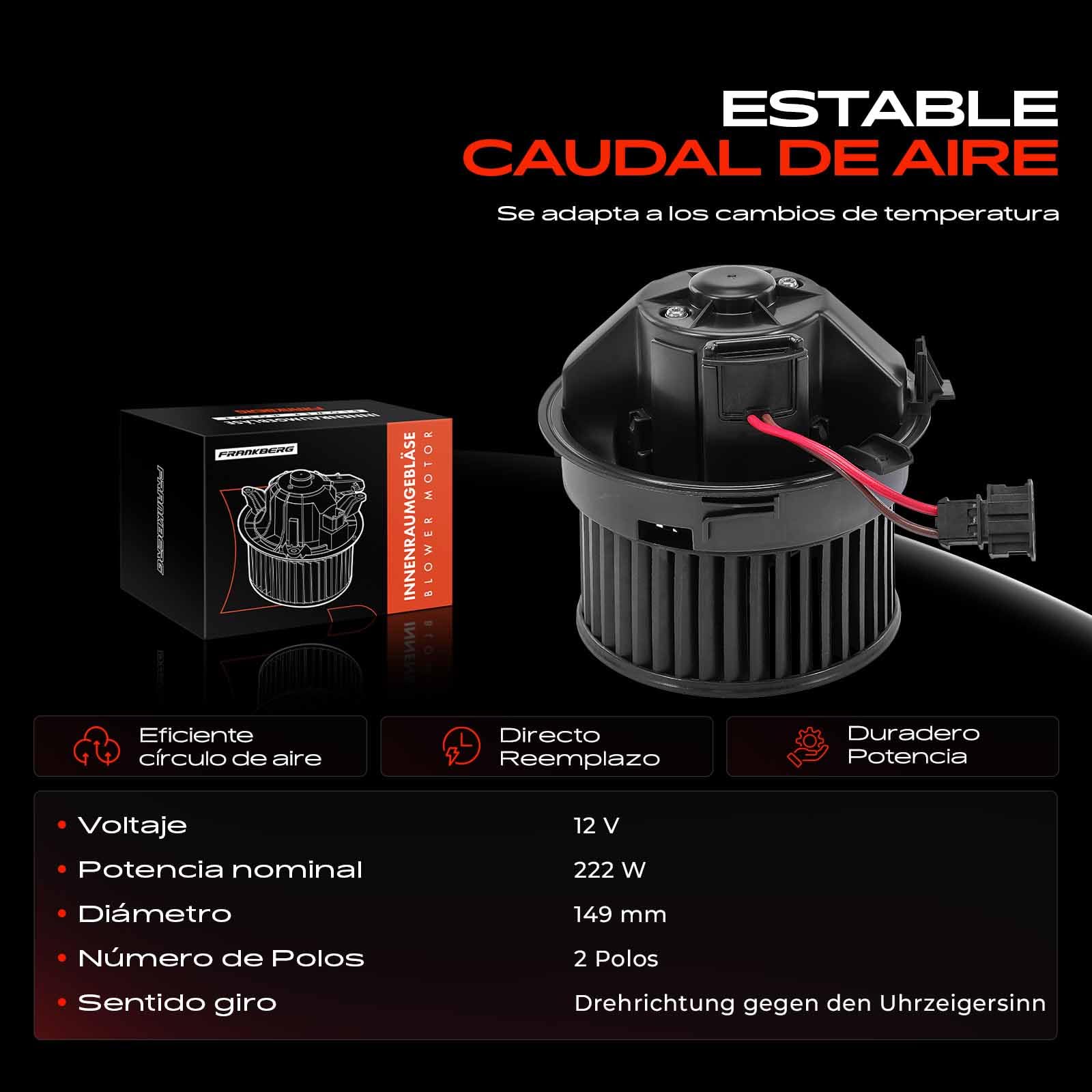Frankberg Motor del ventilador interior 2 Polos 715248 | Compatible con: Giulietta 940