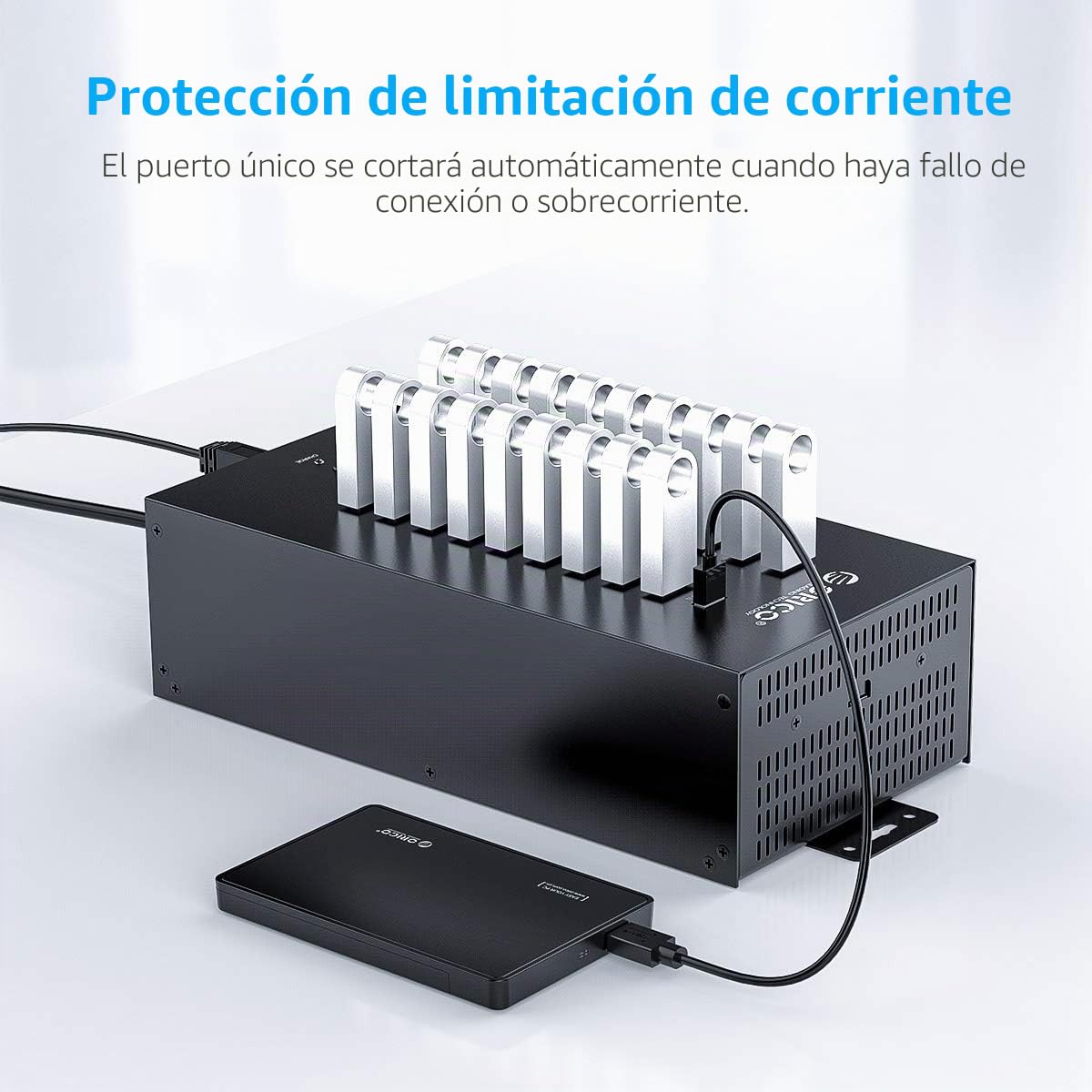 ORICO Industrial USB Hub, 20 Puertos montable 150W Powered USB 2.0 Hub Grado Industrial, la Caja Full Metal, de Alta Velocidad de Transferencia de Datos