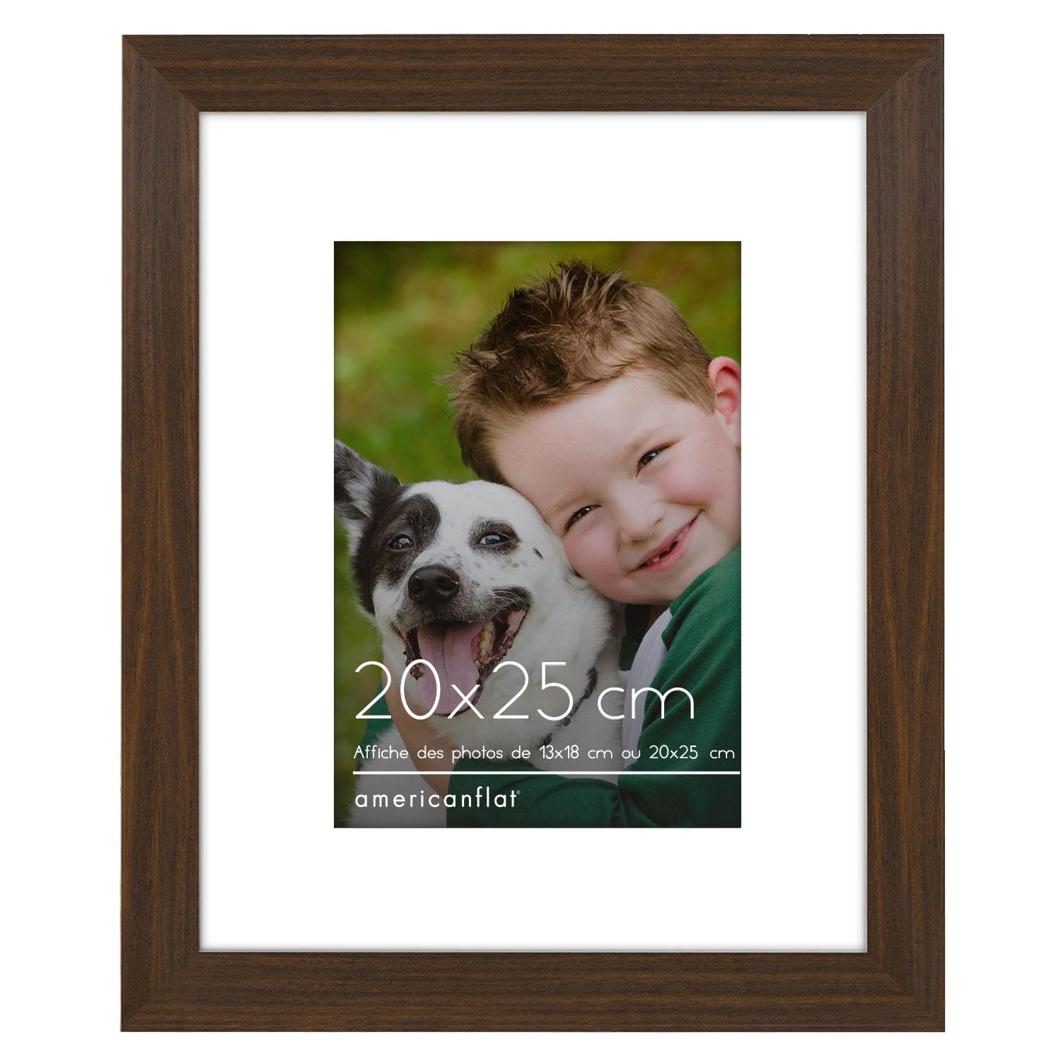 Cadre photo 20x25 cm noyer pour décorer votre salon ou bureau