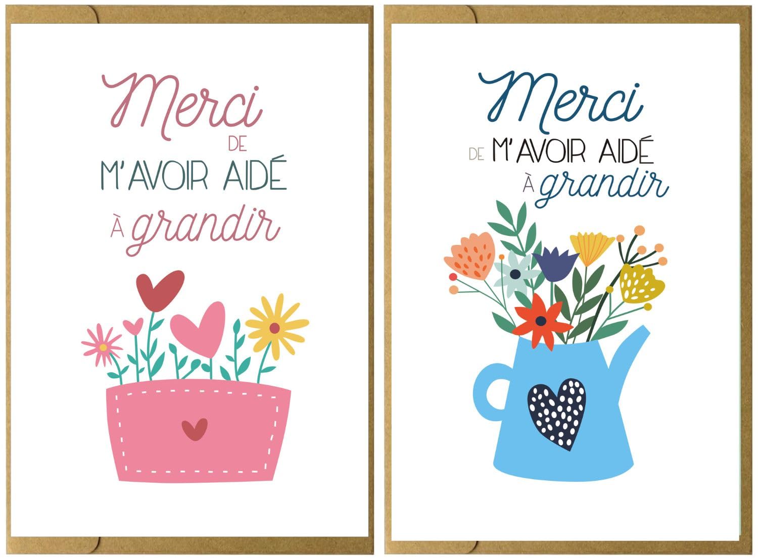 Carte de vœux Merci maitresse nounou professeur 2 pièces