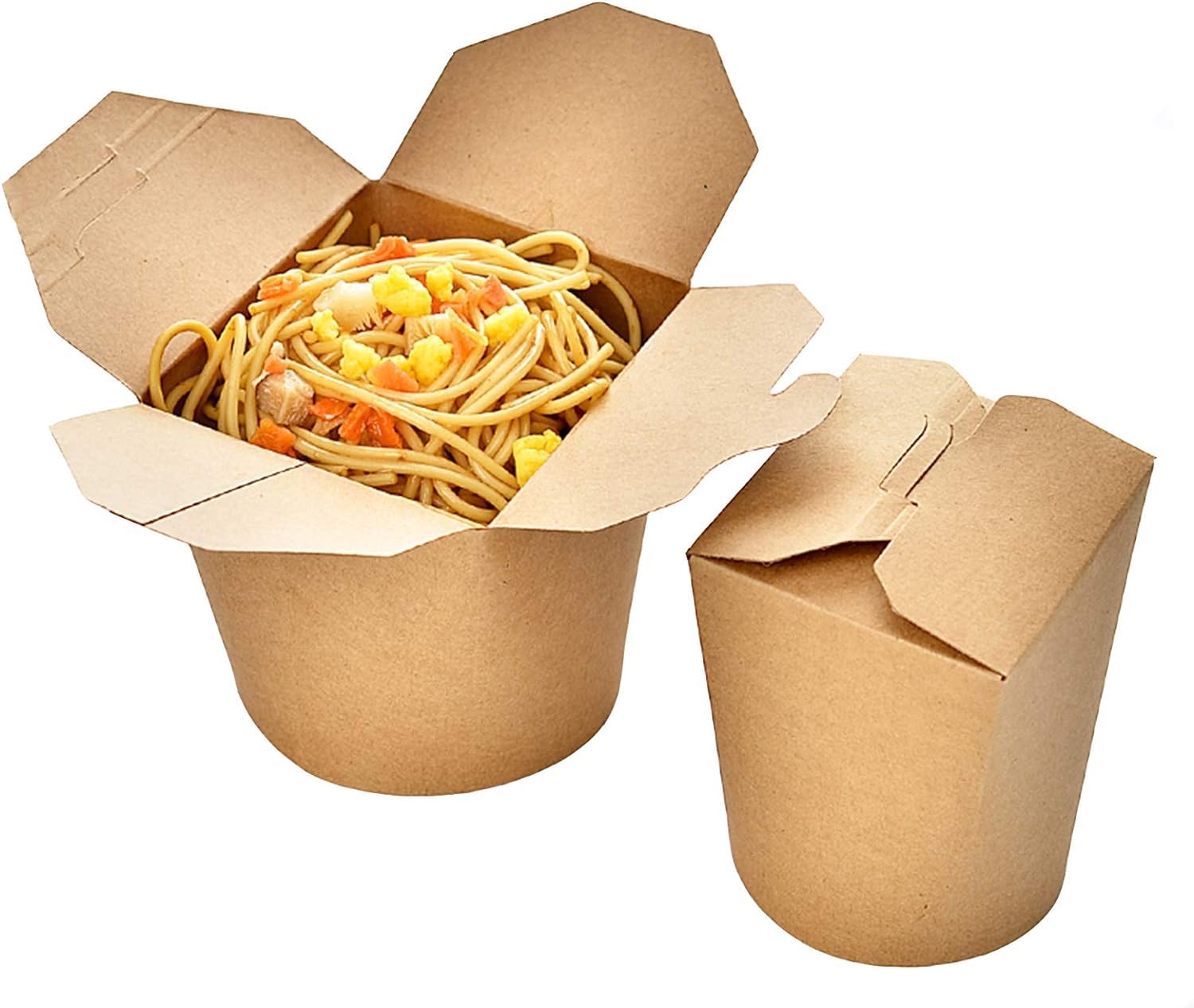 Contenedores Desechables De Papel Kraft Para Llevar, Contenedores De Alimentos Biodegradables Para Llevar Fríos Y Calientes, Contenedores De Almacenamiento De Alimentos Marrón Kraft Con Dise