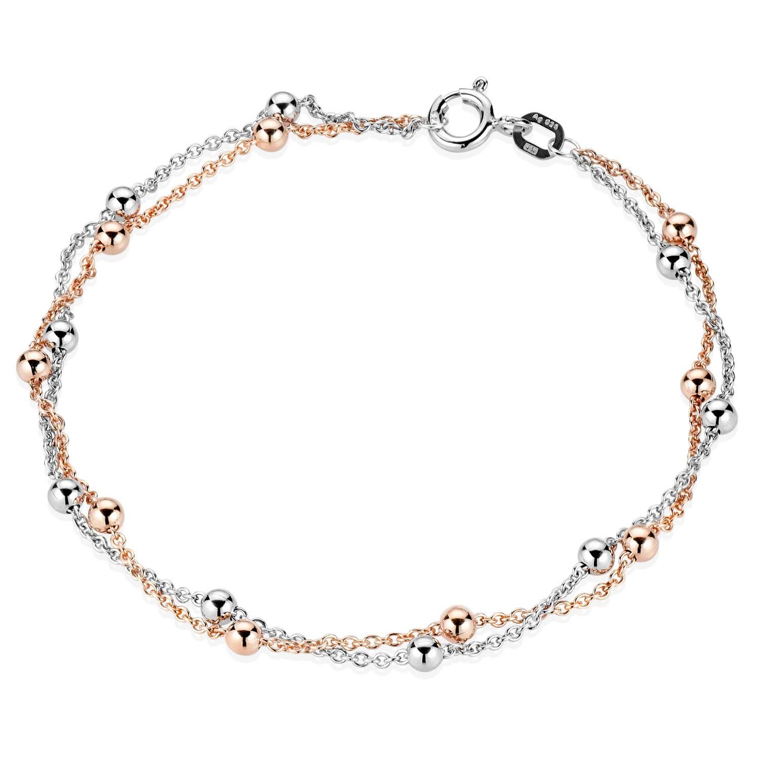 Damen Armkette Silber 925 bicolor - Kugel Armband 19 cm vergoldet SA-109 | Armkettchen mit Kugeln aus hautfreundlichem 925 Sterling Silber mit wasserfester Vergoldung von MATERIA by Matthias Wagner