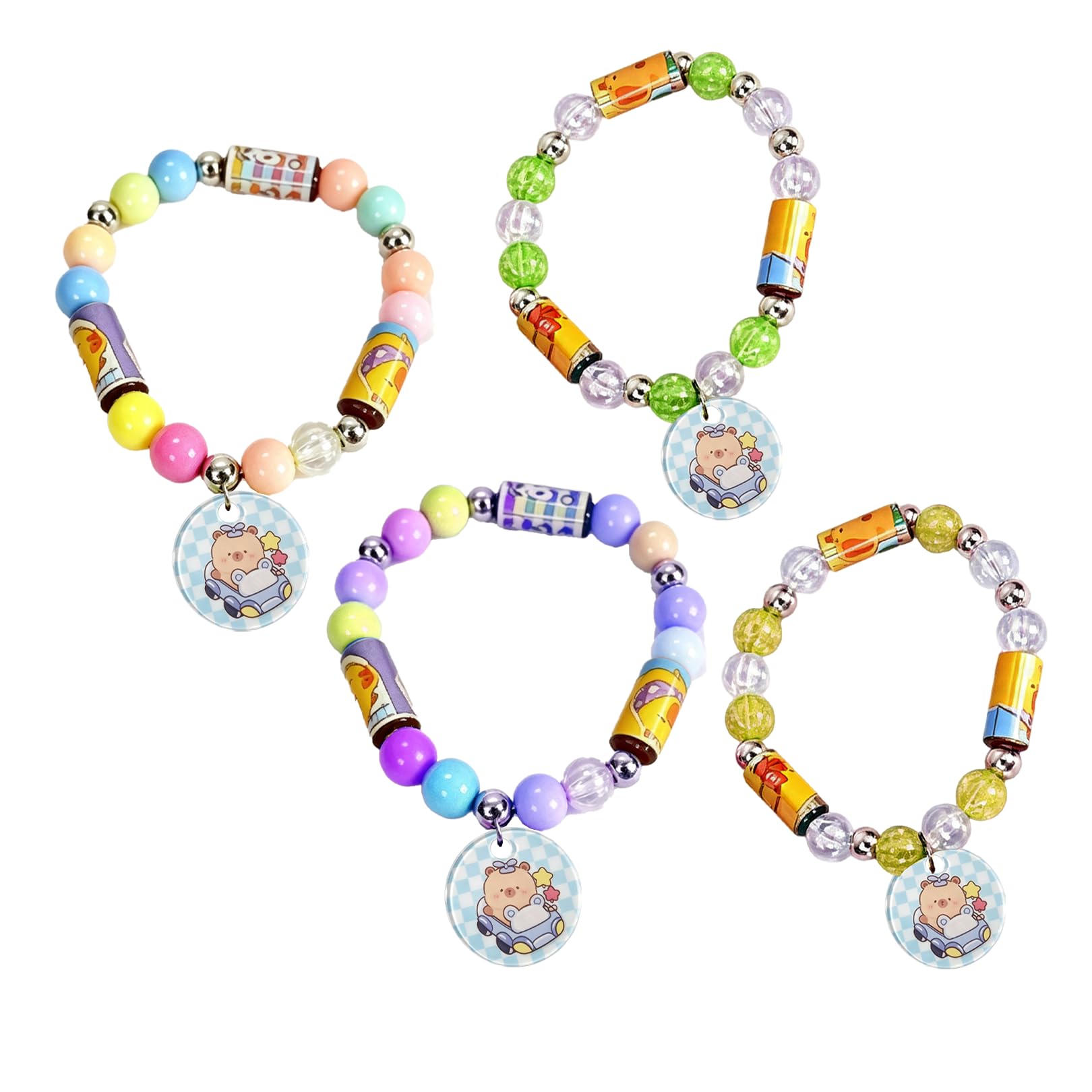 4Pcs Friendship Bracelet Kit for Kids,Capybara Sticker Bracelets Making Set