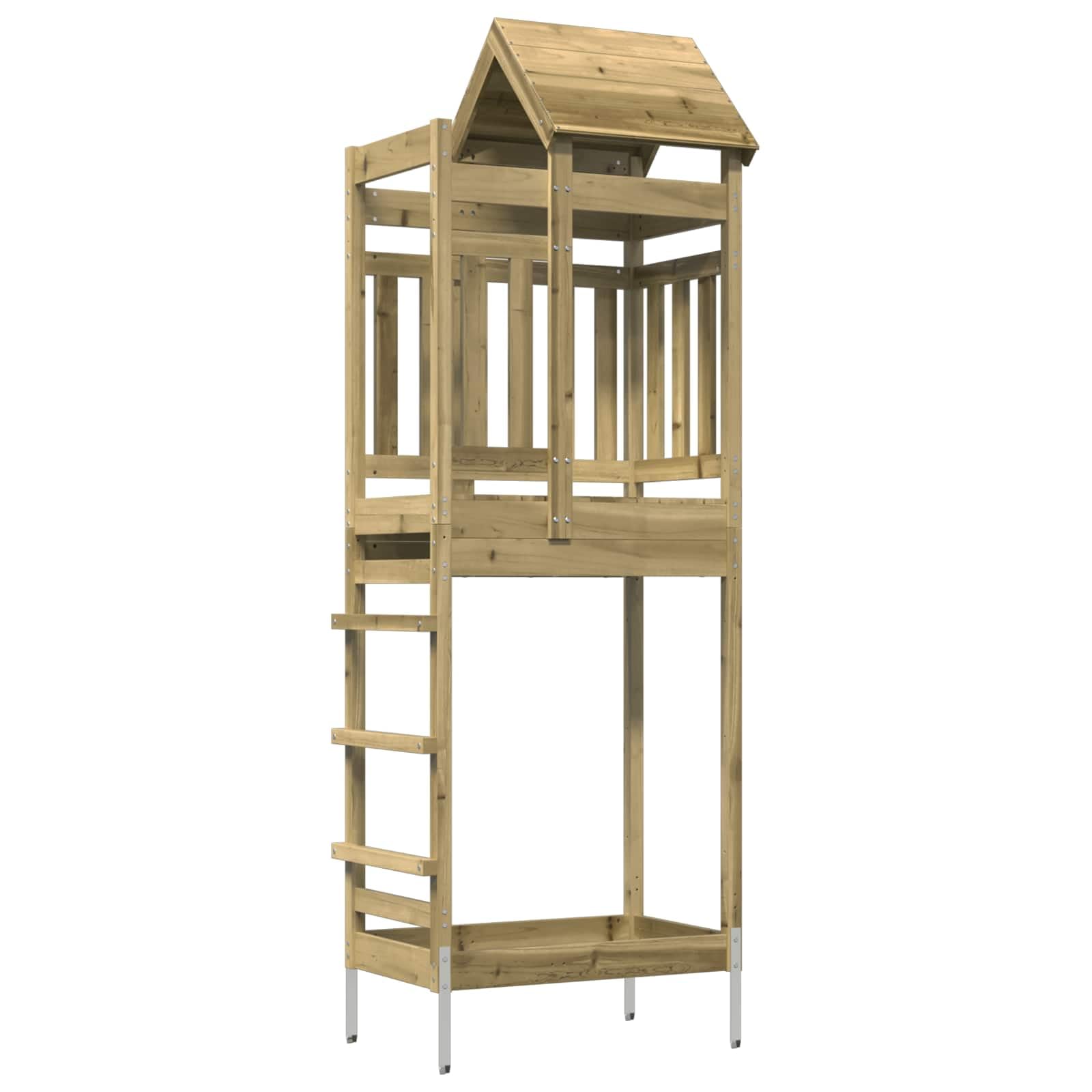 vidaXL Spielturm Braun 52,5 x 85 x 238 cm Massives imprägniertes Holz, Moderner Outdoor-Spielplatz, robuster Garten-Spielbereich, Abenteuer-Turm für Kids, Spaß im Hinterhof