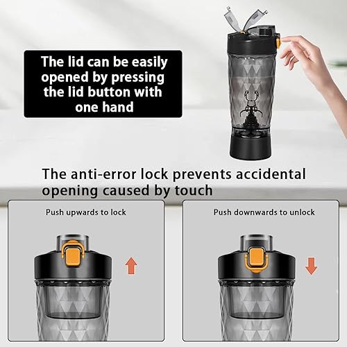 Miniatura 6 de Botella mezcladora eléctrica de proteínas, taza mezcladora recargable por USB, mezclador de bebidas de agua, botellas portátiles para gimnasio y